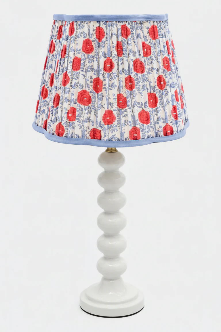 14” Pleated Scalloped Lampshade — Araminta Blockprint - Image 3