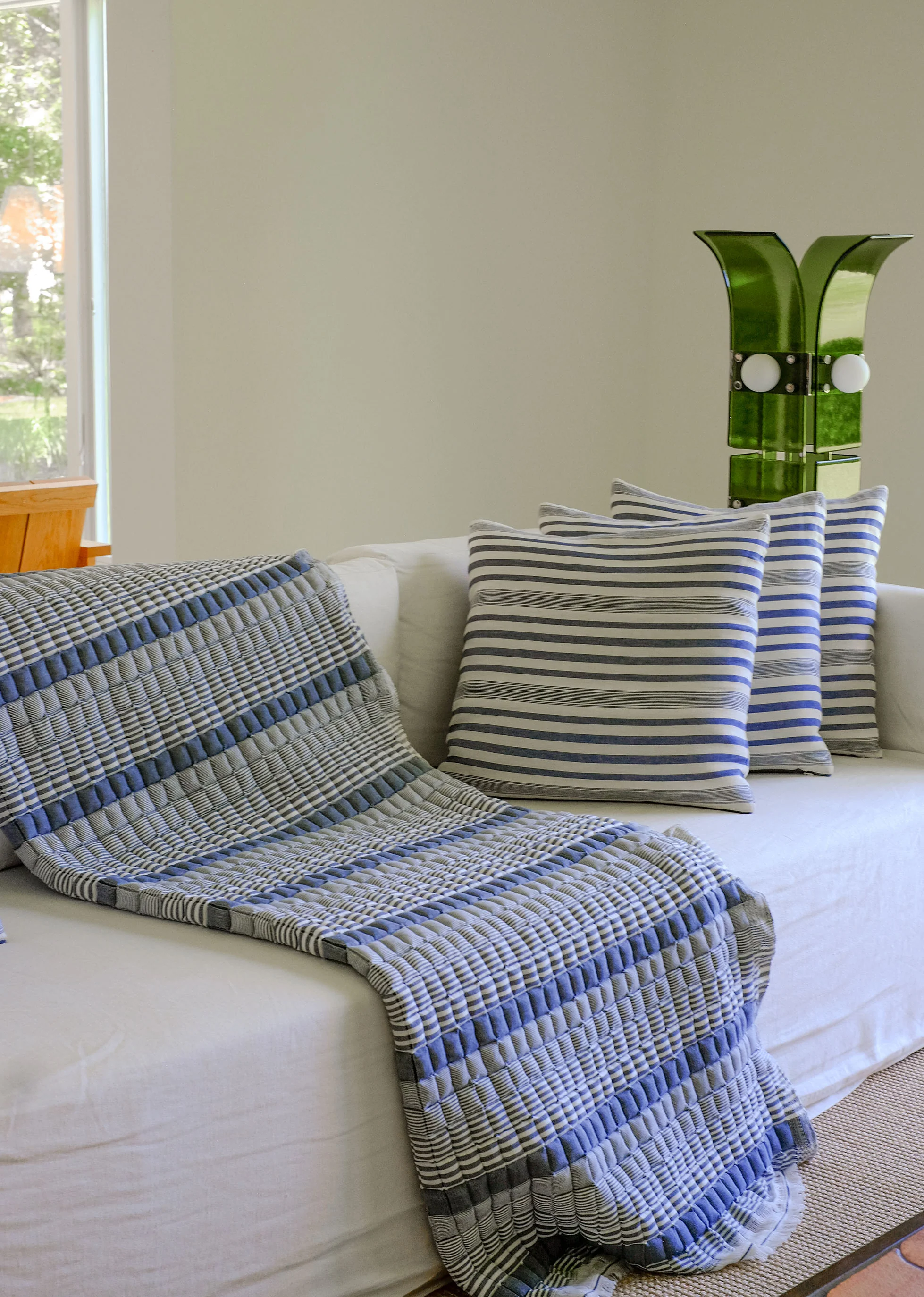 Blue Stripes Sujani Quilt - Image 6