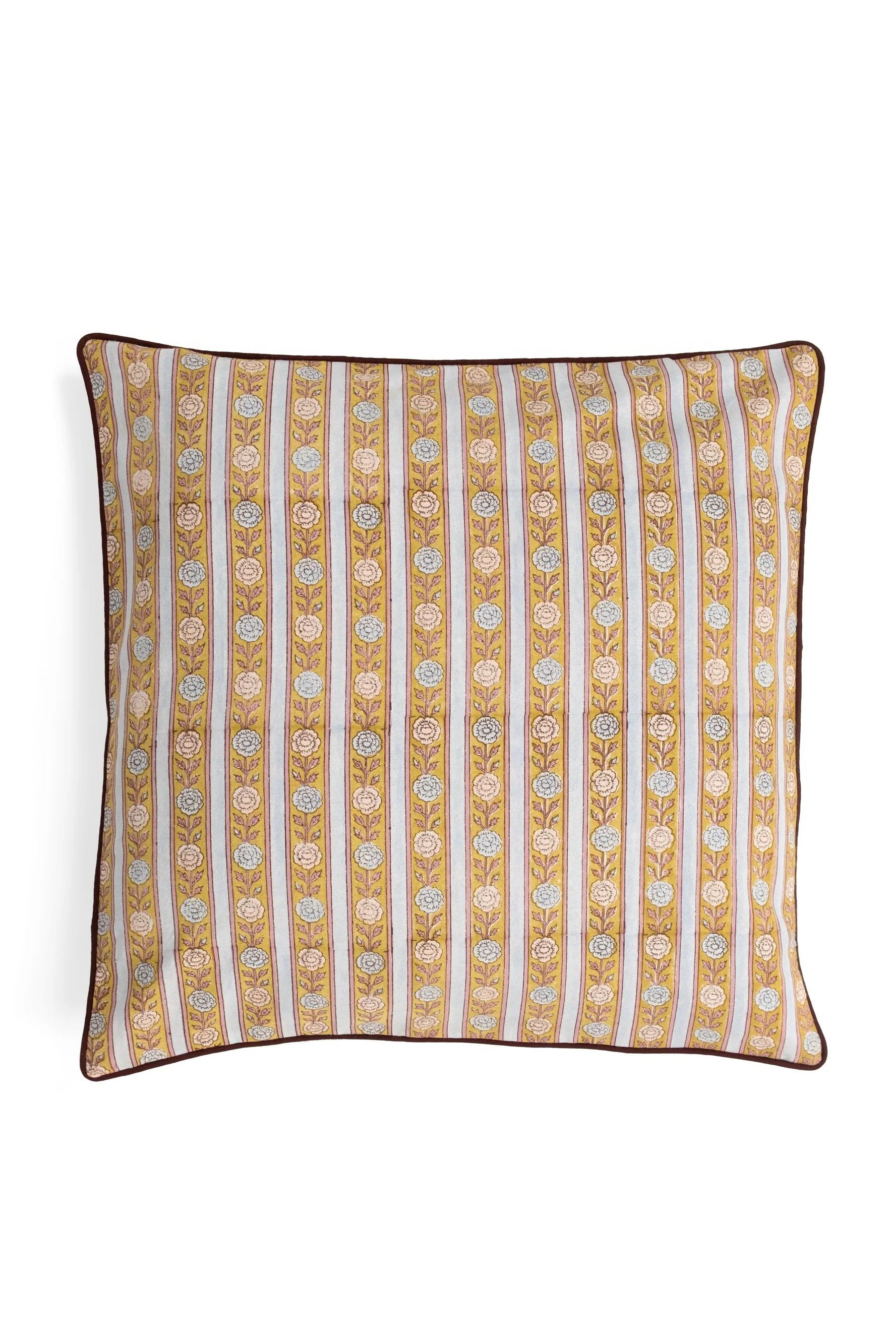 Vintage Floral Stripe Blockprint Pillow - Image 5