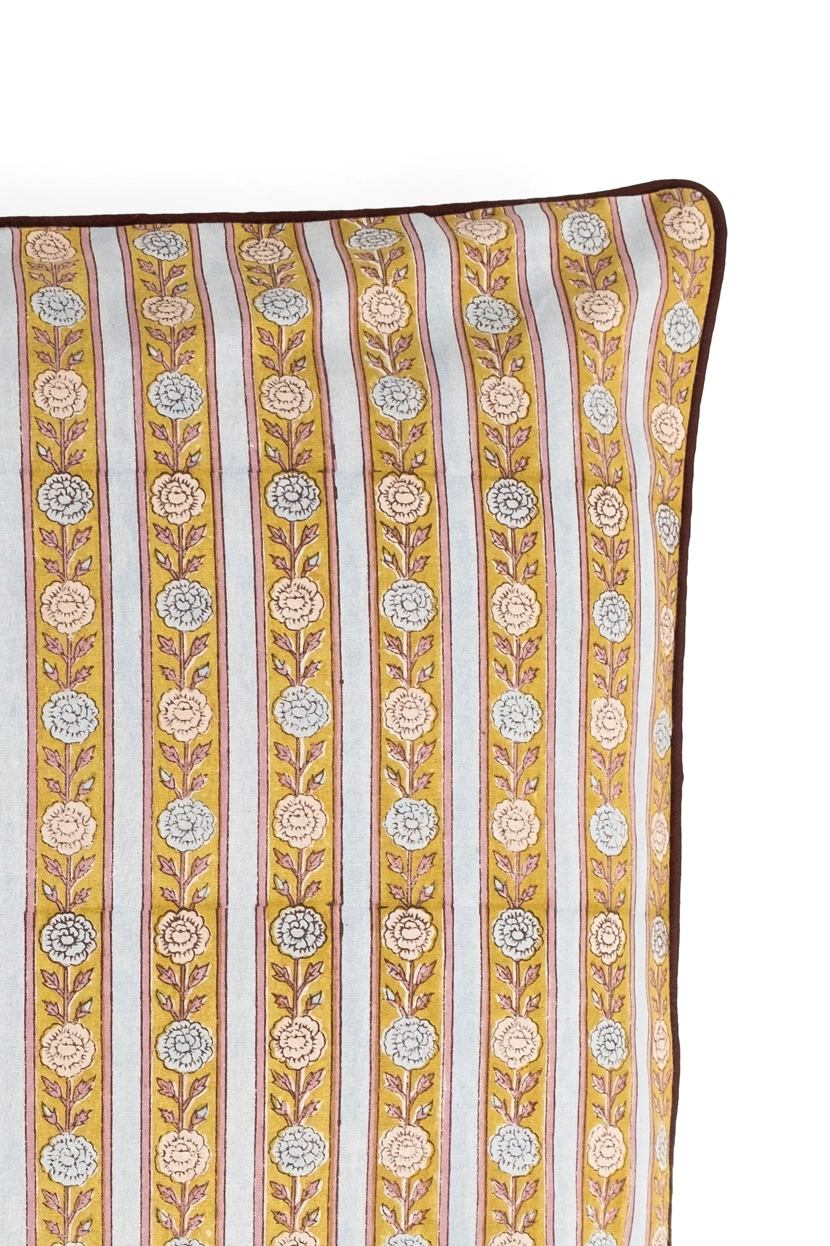 Vintage Floral Stripe Blockprint Pillow - Image 6