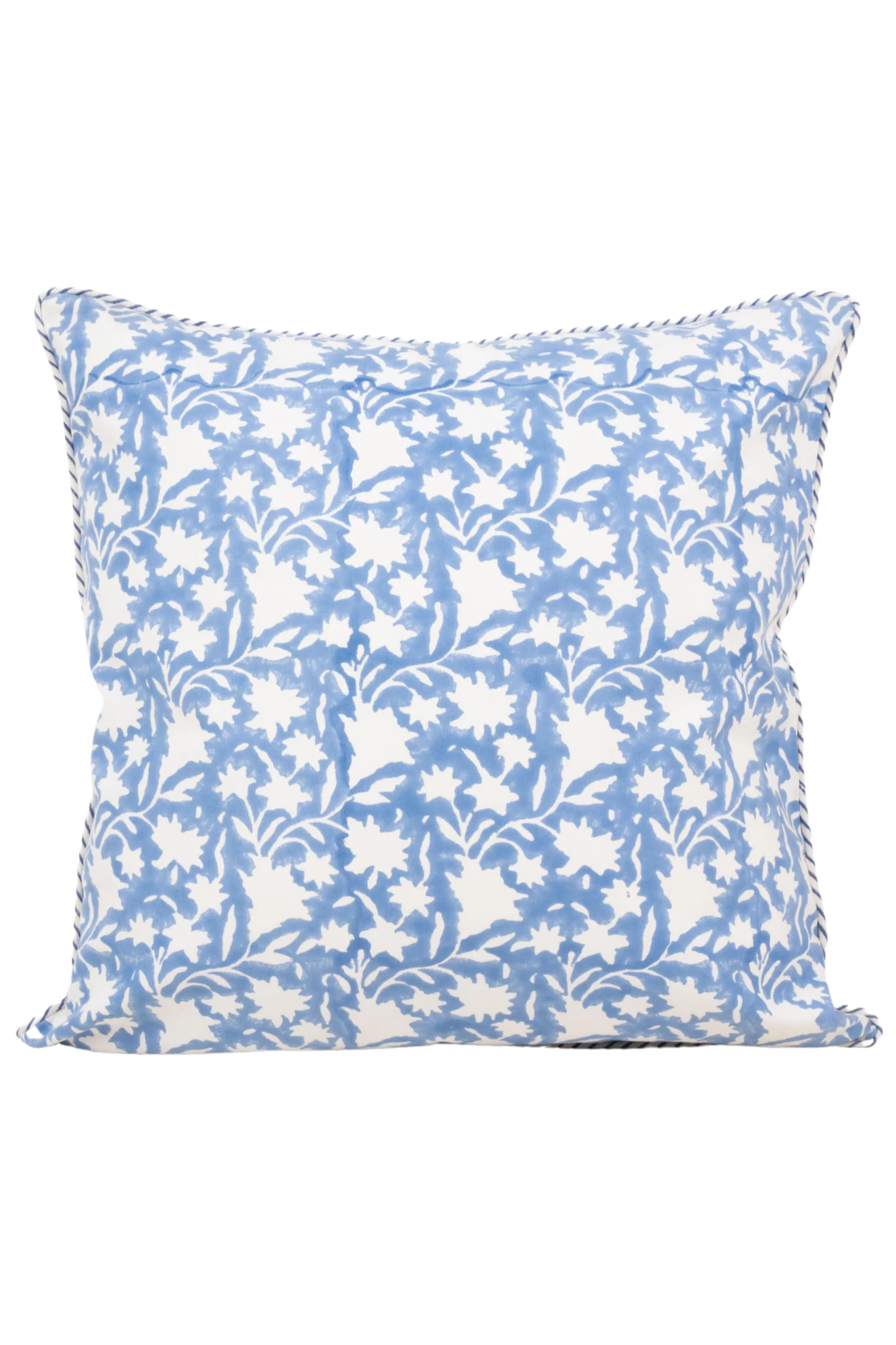 Les Fleurs Blockprint Reversible Pillow in Periwinkle Blue