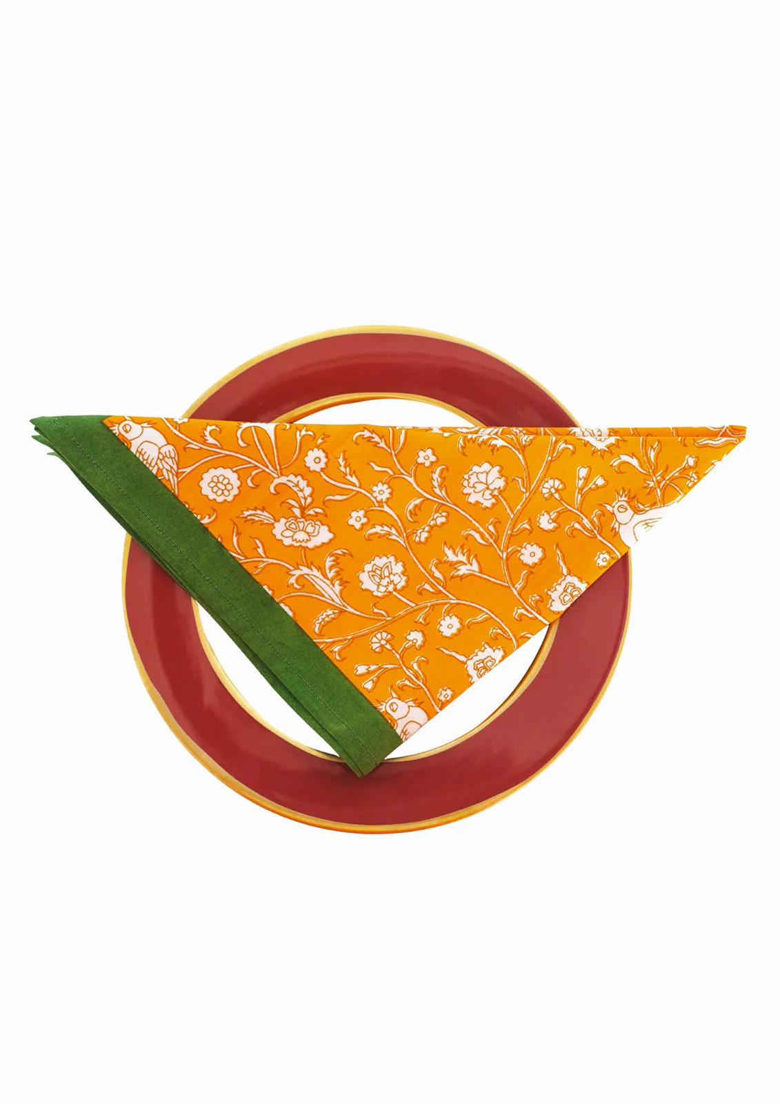 Birds of a Feather Orange Blockprint Napkins, Set of 4 - Image 4