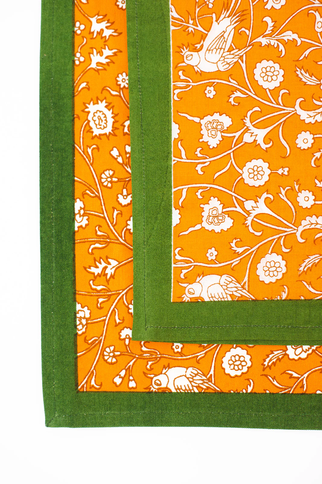 Birds of a Feather Orange Blockprint Placemat - Image 3