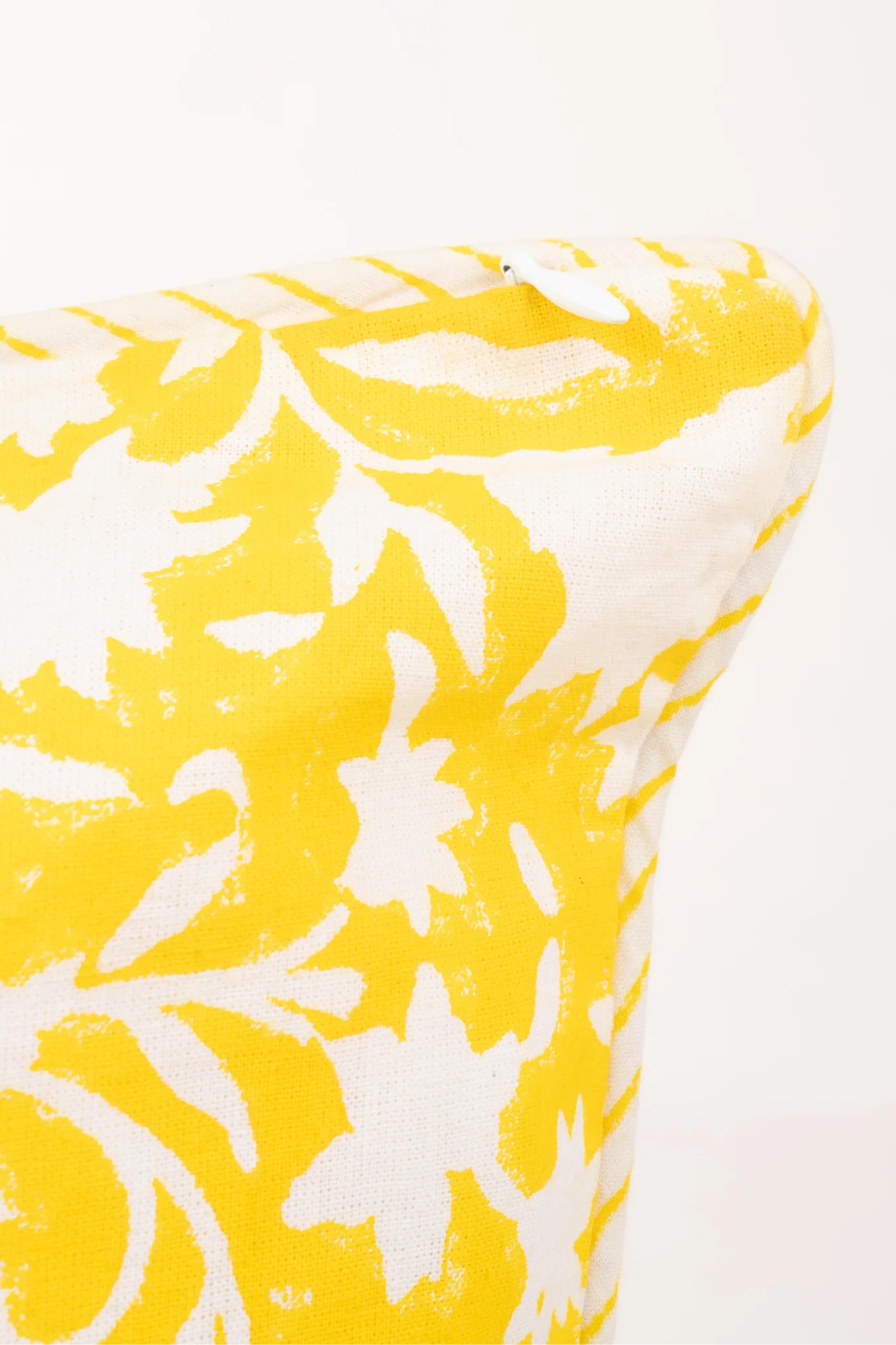 Birds of a Feather Blockprint Reversible Pillow in Saffron Yellow - Image 3