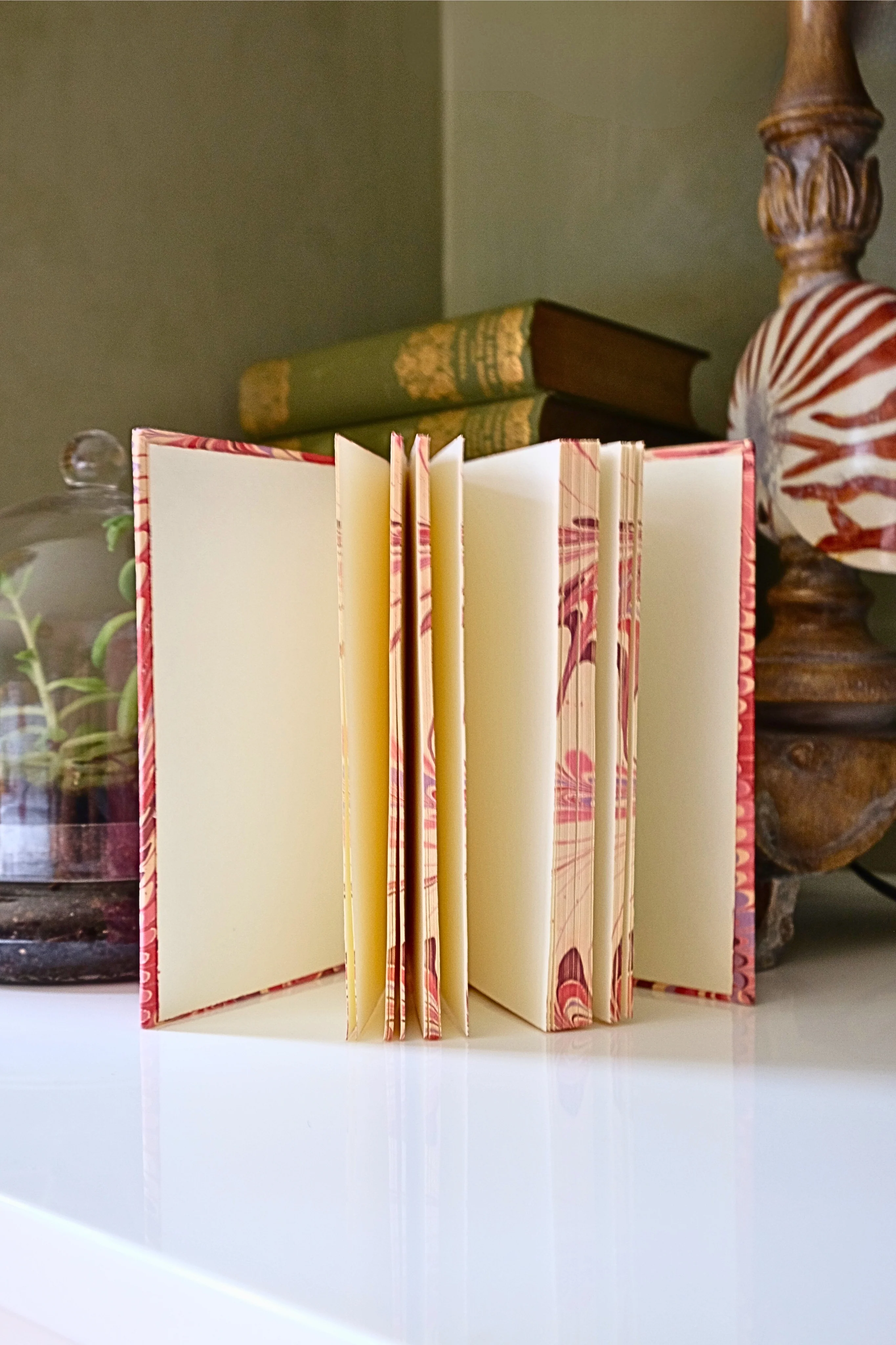 Hand-Marbled Hardcover Notebook in Florentine Pink - Image 2