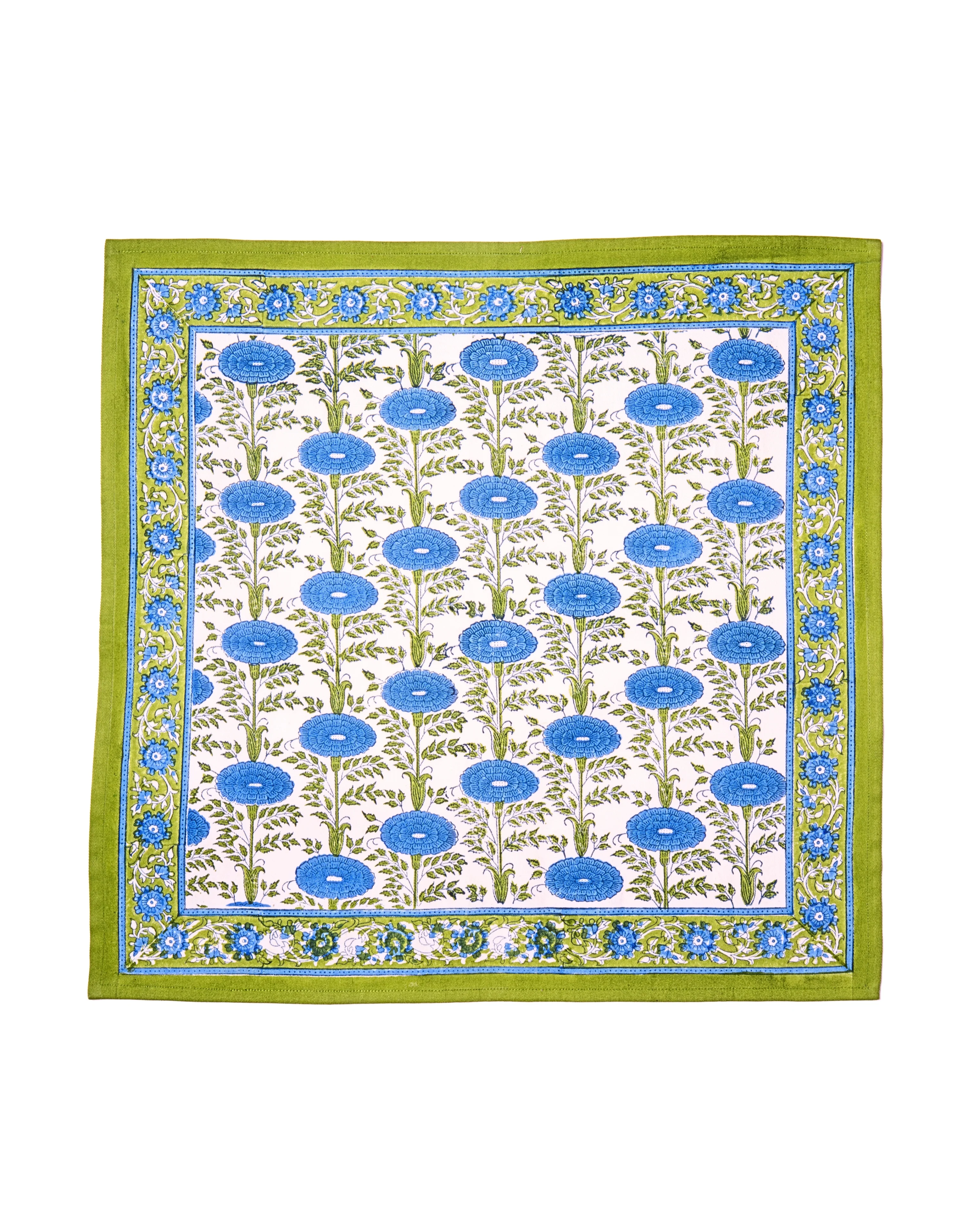 Blue Araminta Blockprint Napkins, Set of 4