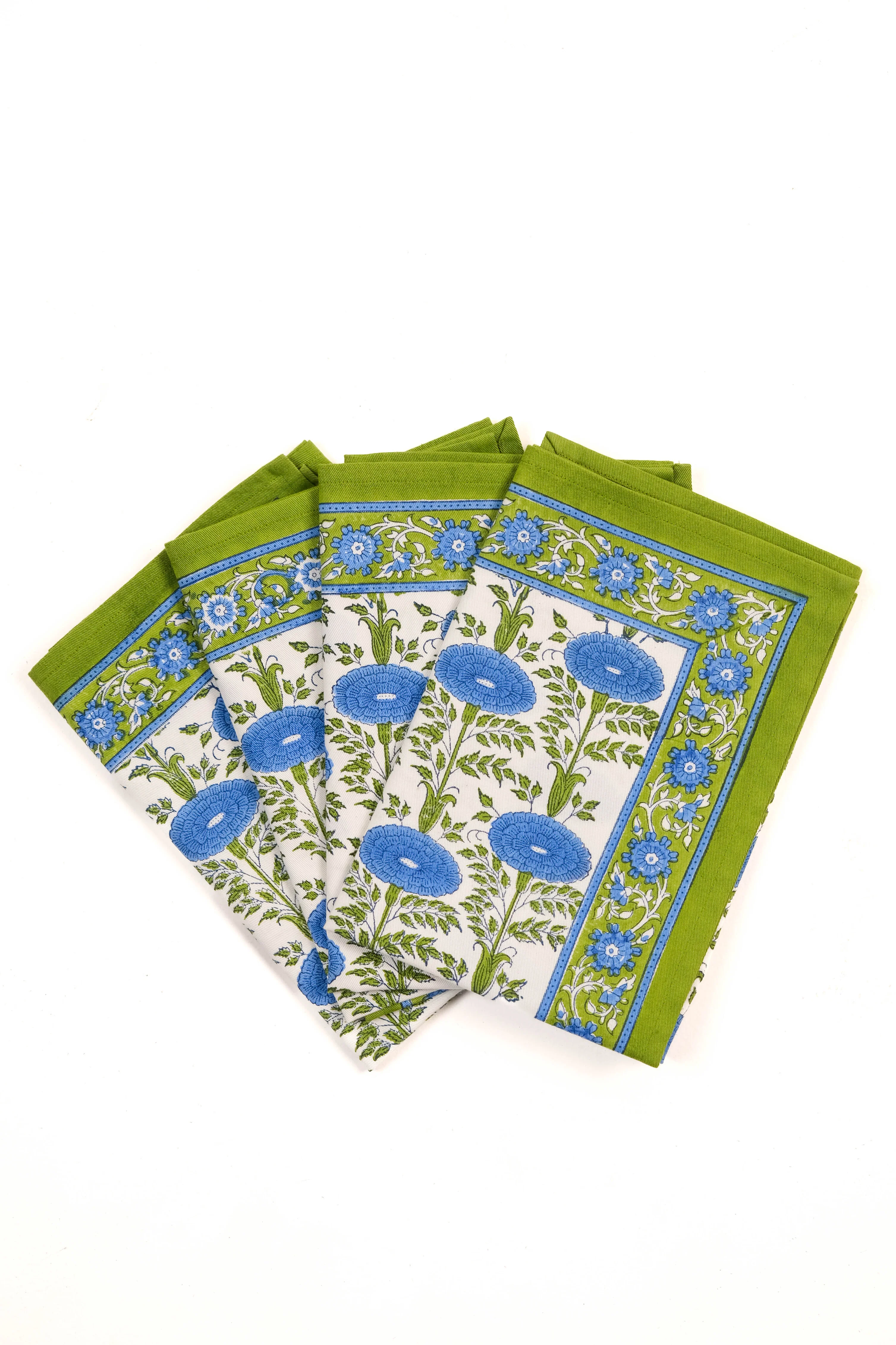 Blue Araminta Blockprint Napkins, Set of 4 - Image 4