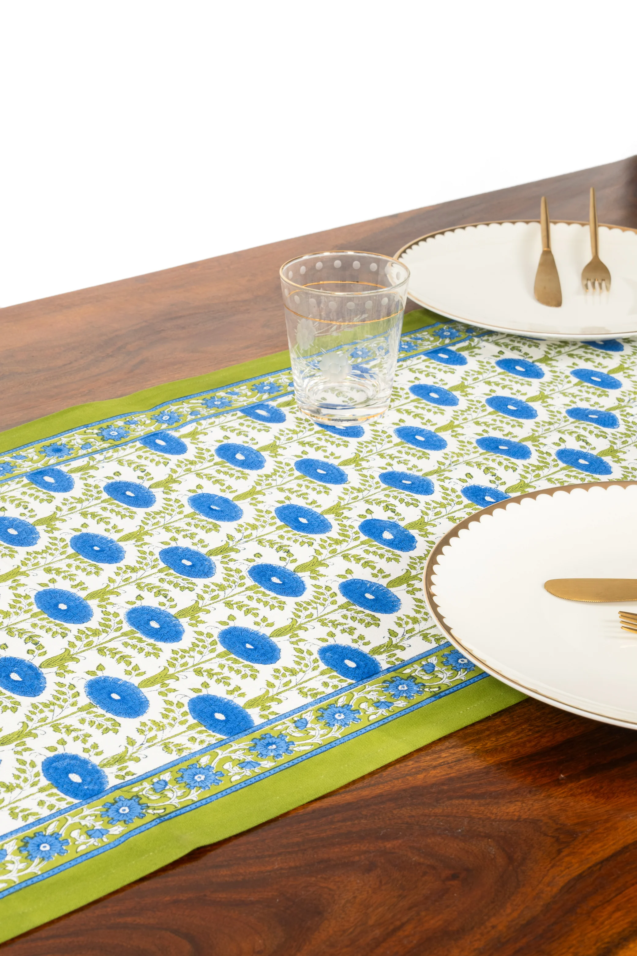 Blue Araminta Blockprint Tablerunner - Image 3