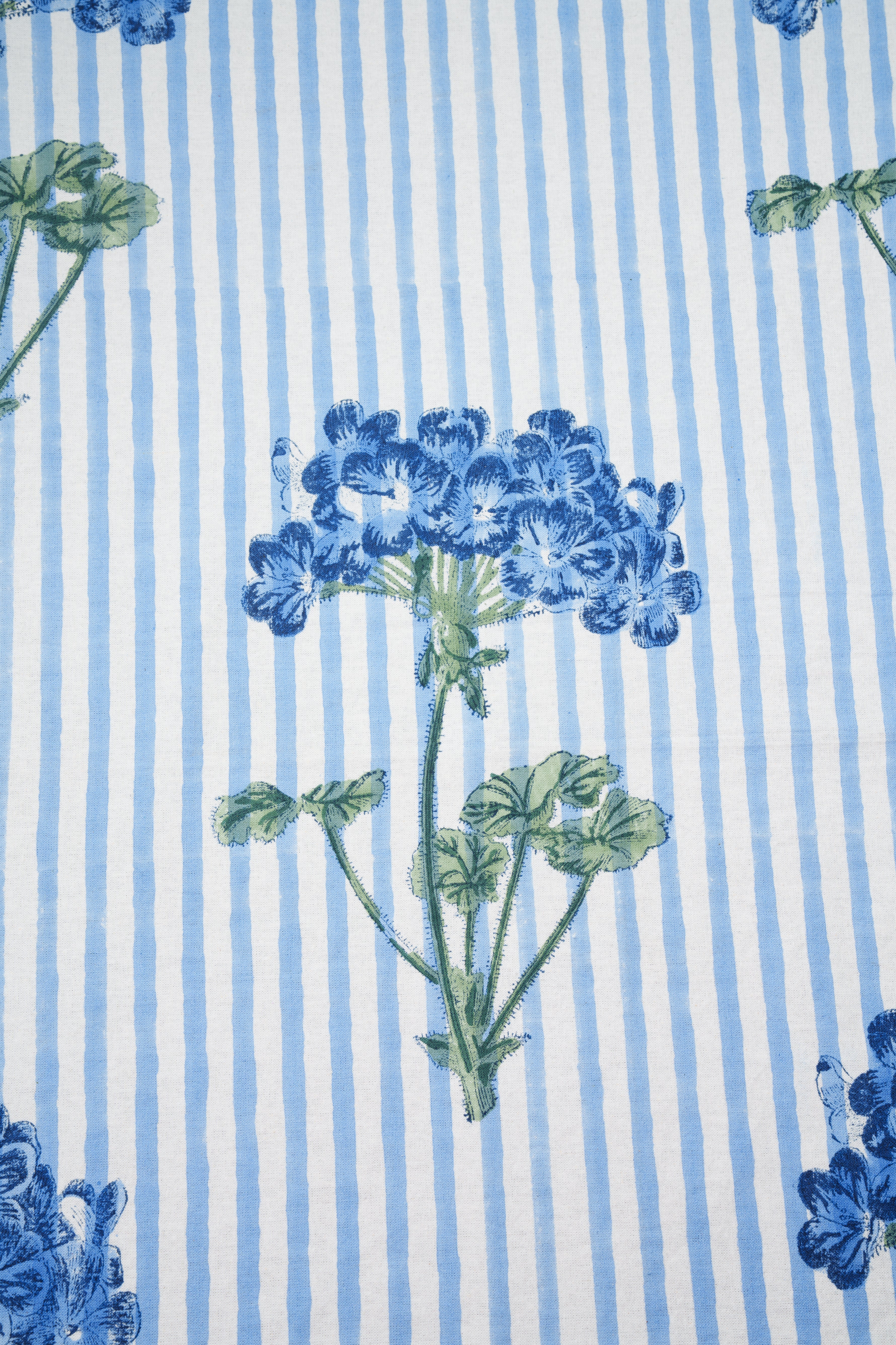 Blue Hydrangea Blockprint Tablecloth - Image 5