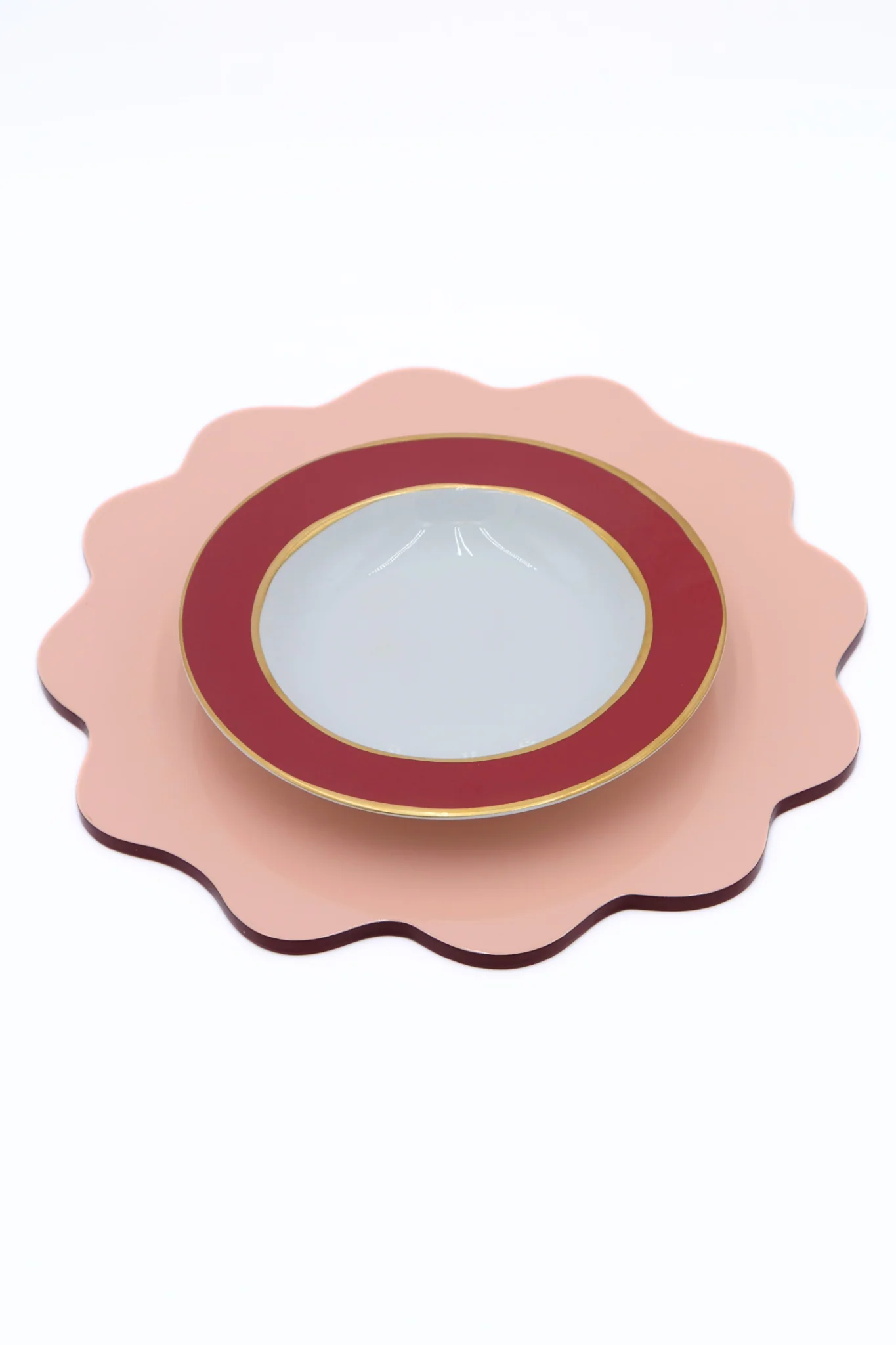 Blush Pink Scalloped Lacquerware Placemat Set - Image 2