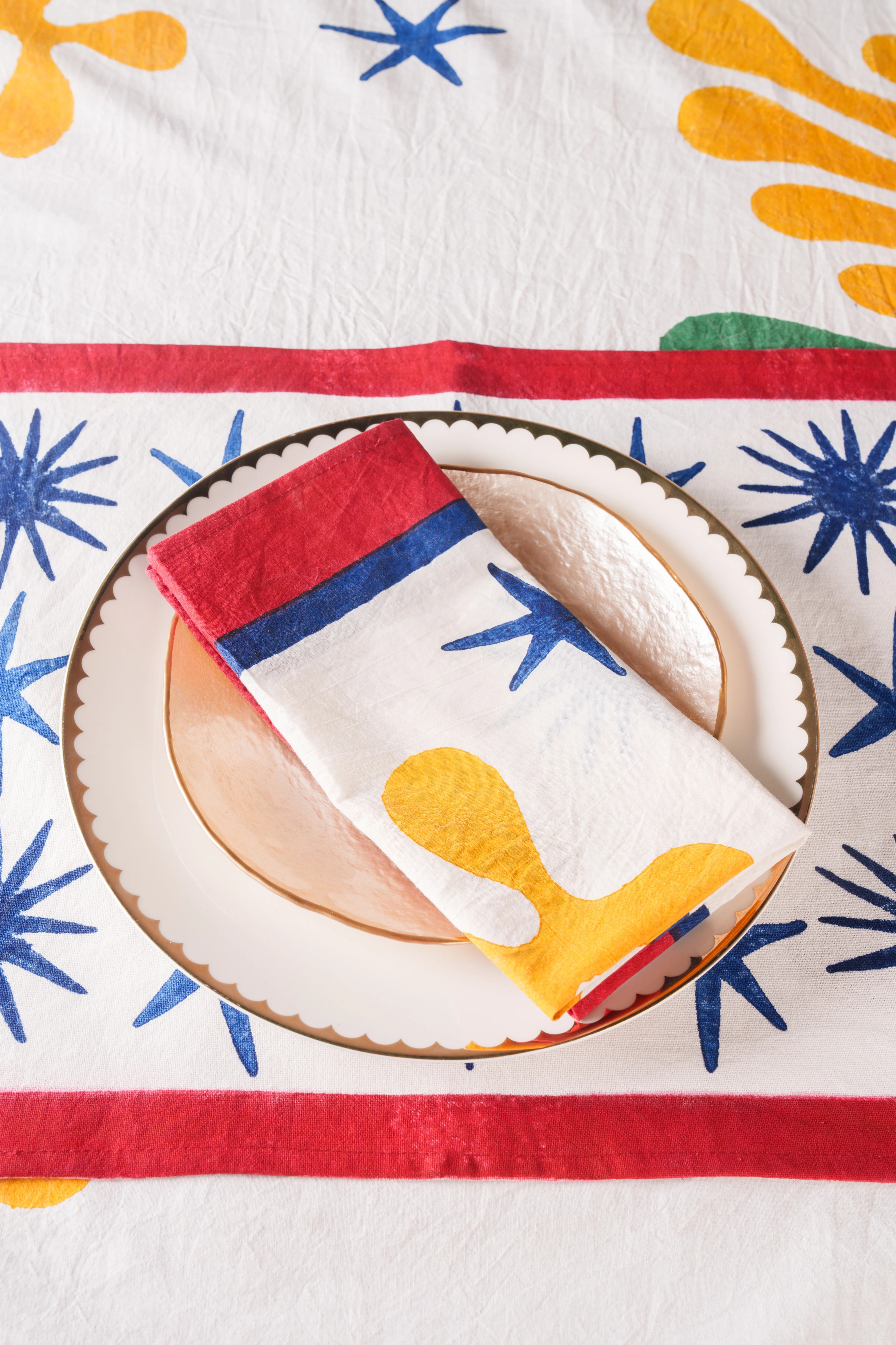 Celestial Matisse Blockprint Napkins, Set of 4 - Image 4