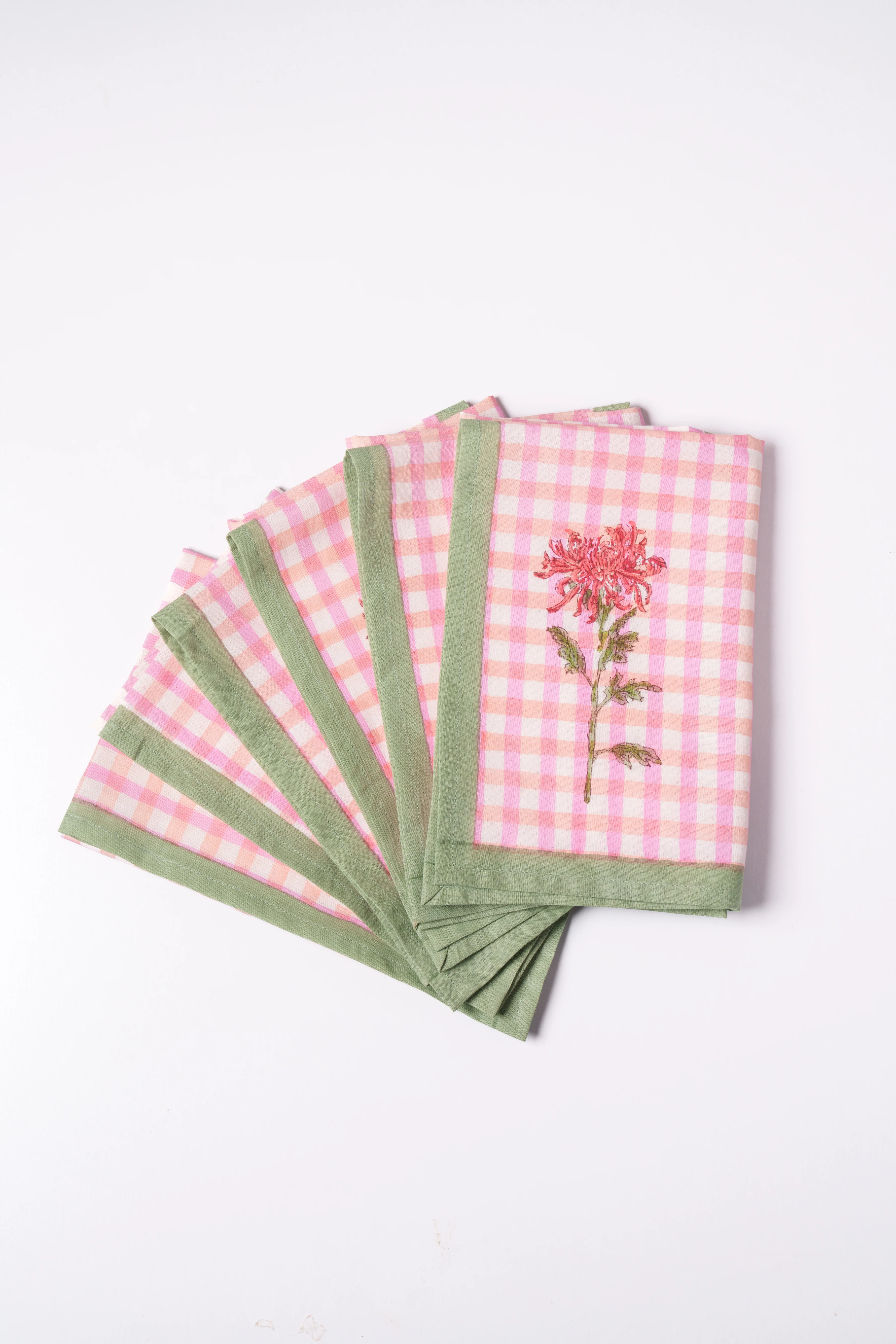 Dahlia Gingham Blockprint Napkins, Set of 4 - Image 4