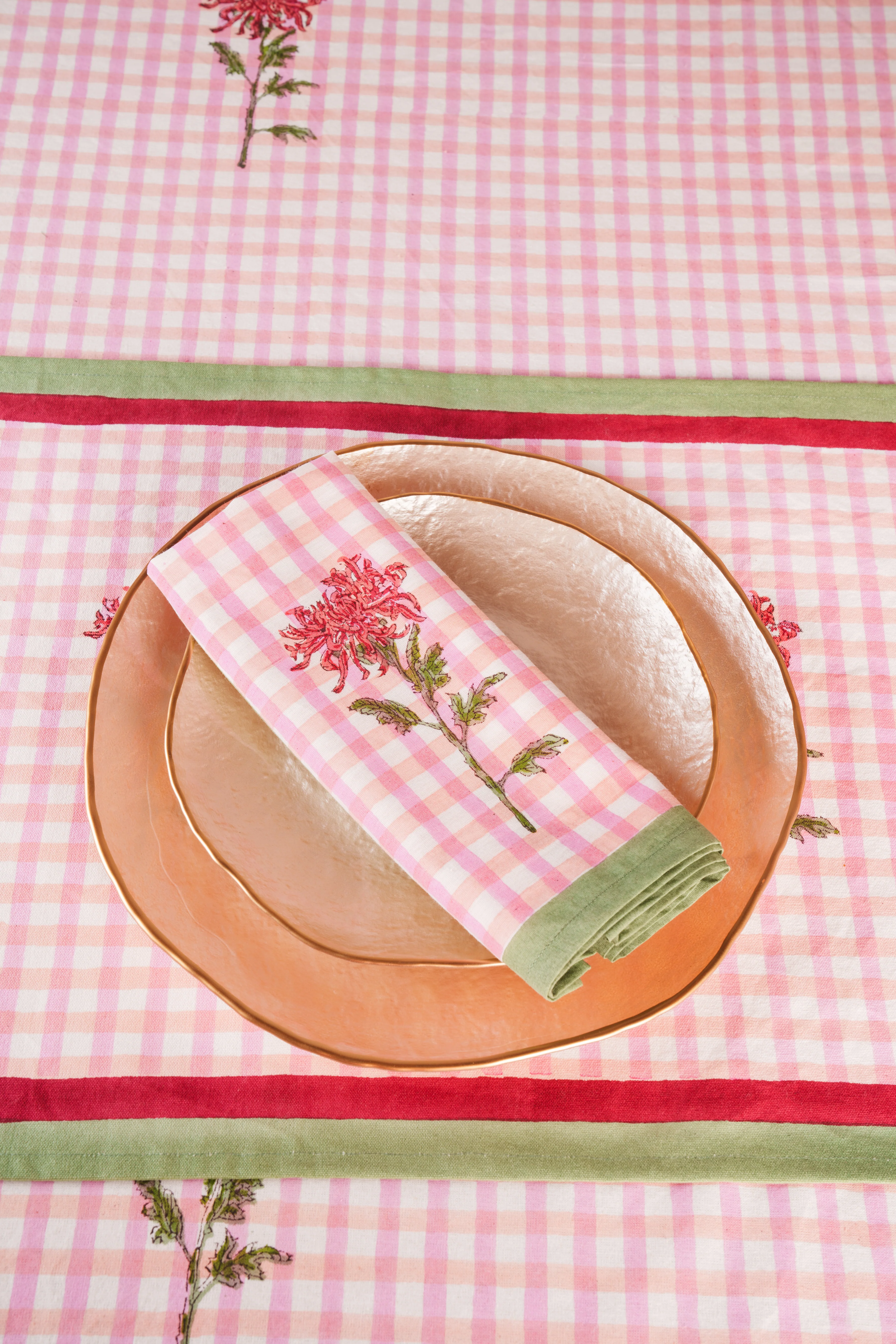 Dahlia Gingham Blockprint Napkins, Set of 4 - Image 5