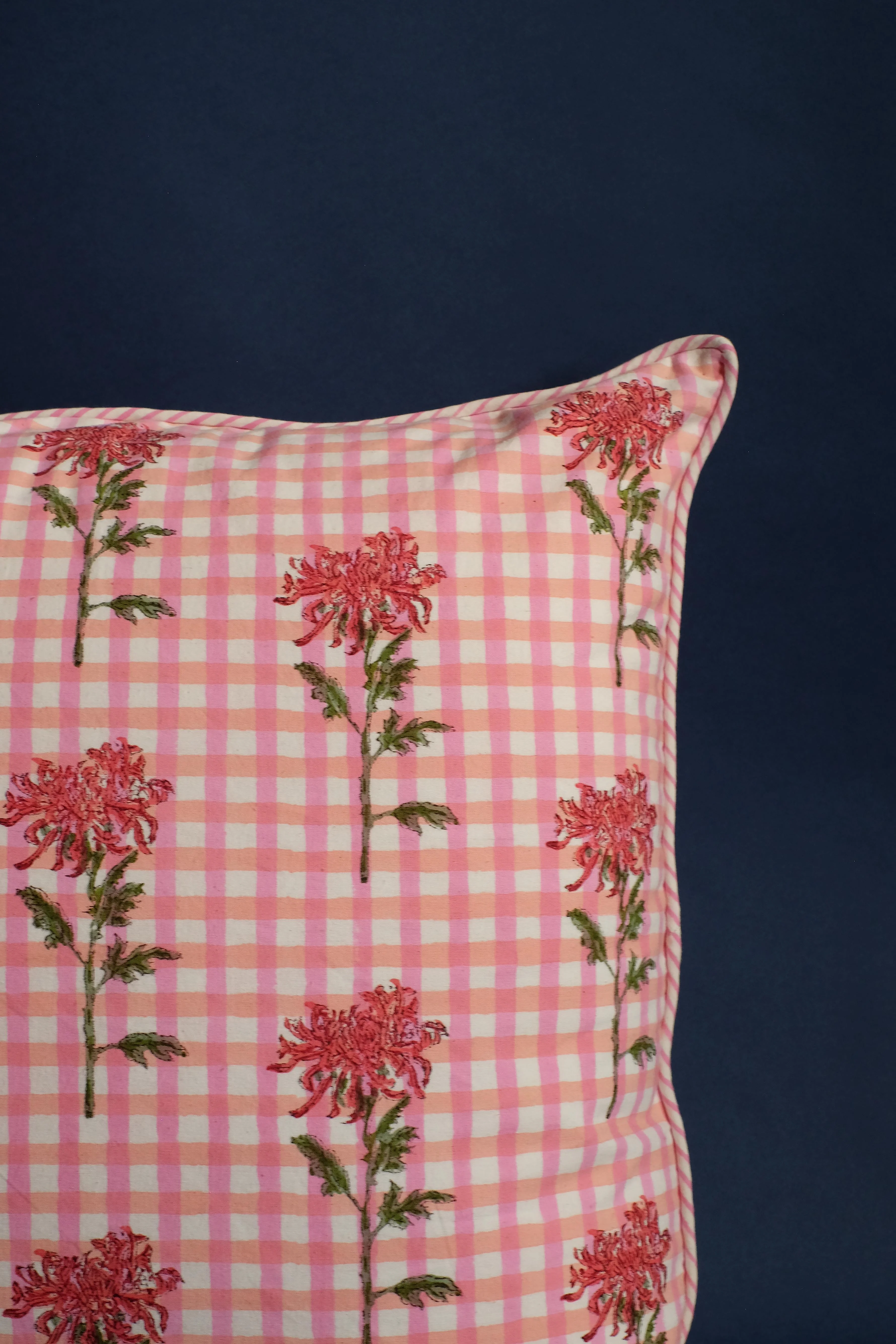 Dahlia Gingham Blockprint Pillow - Image 3