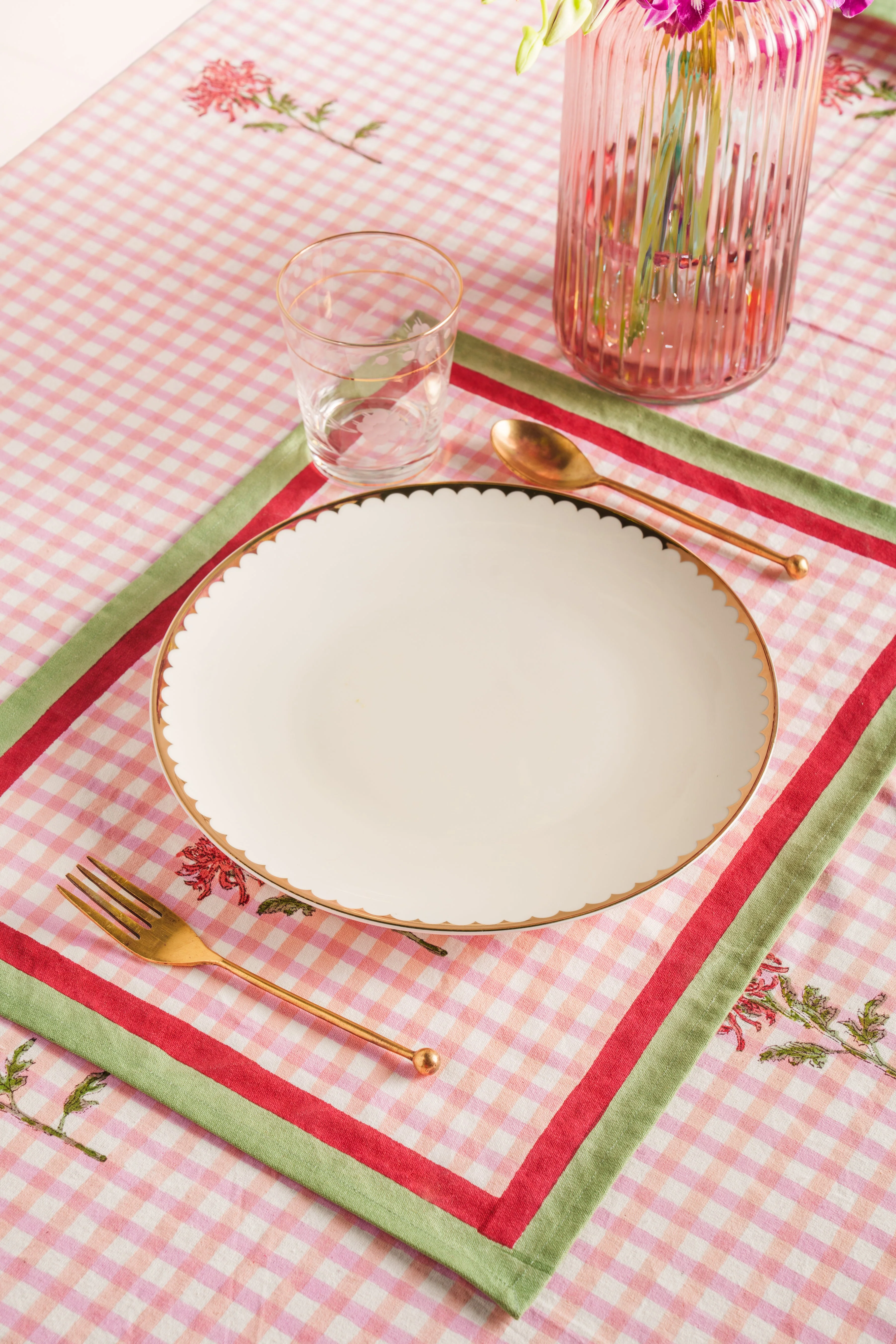 Dahlia Gingham Blockprint Placemat - Image 3