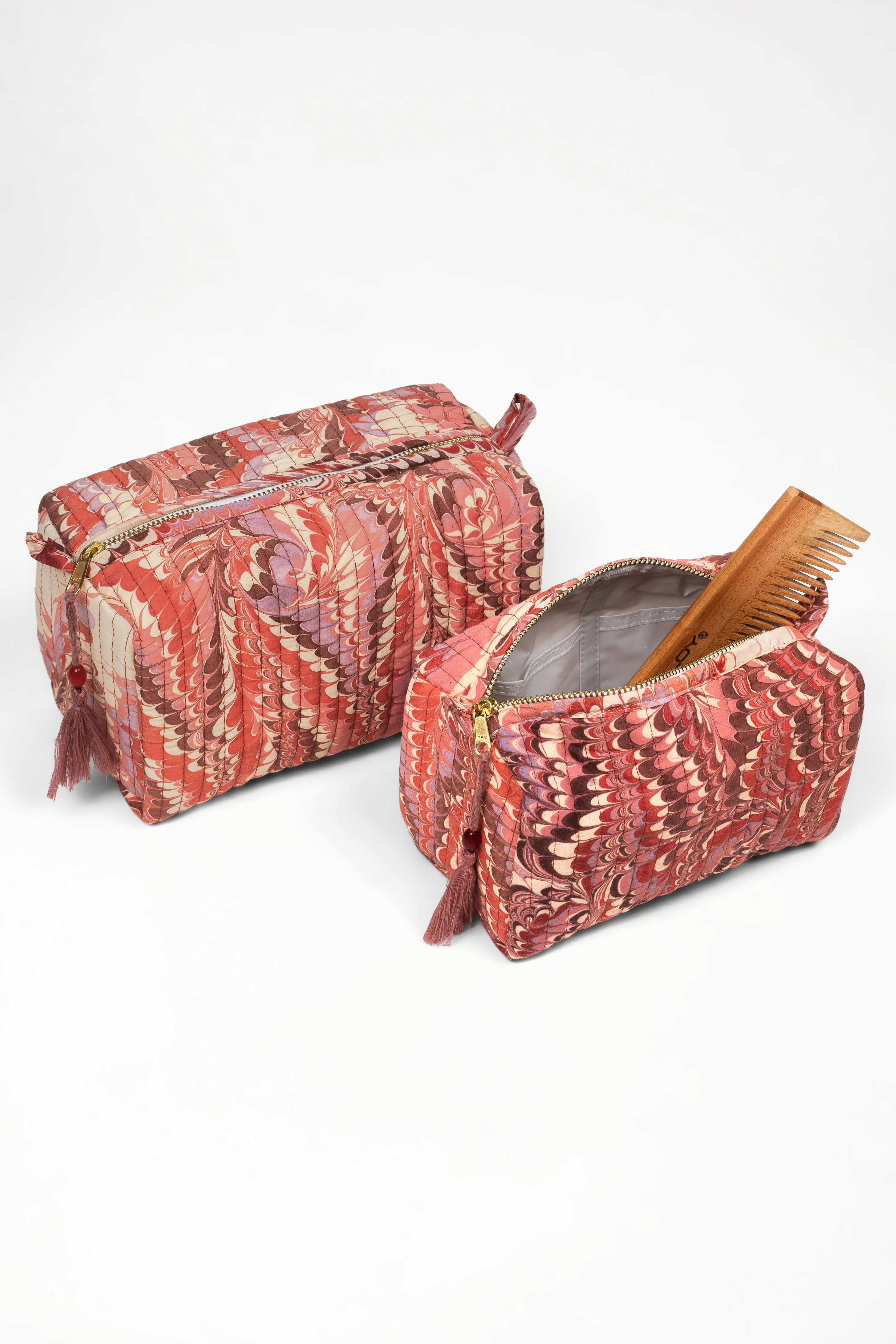 Florentine Pink Hand-Marbled Cosmetic Bag - Image 2