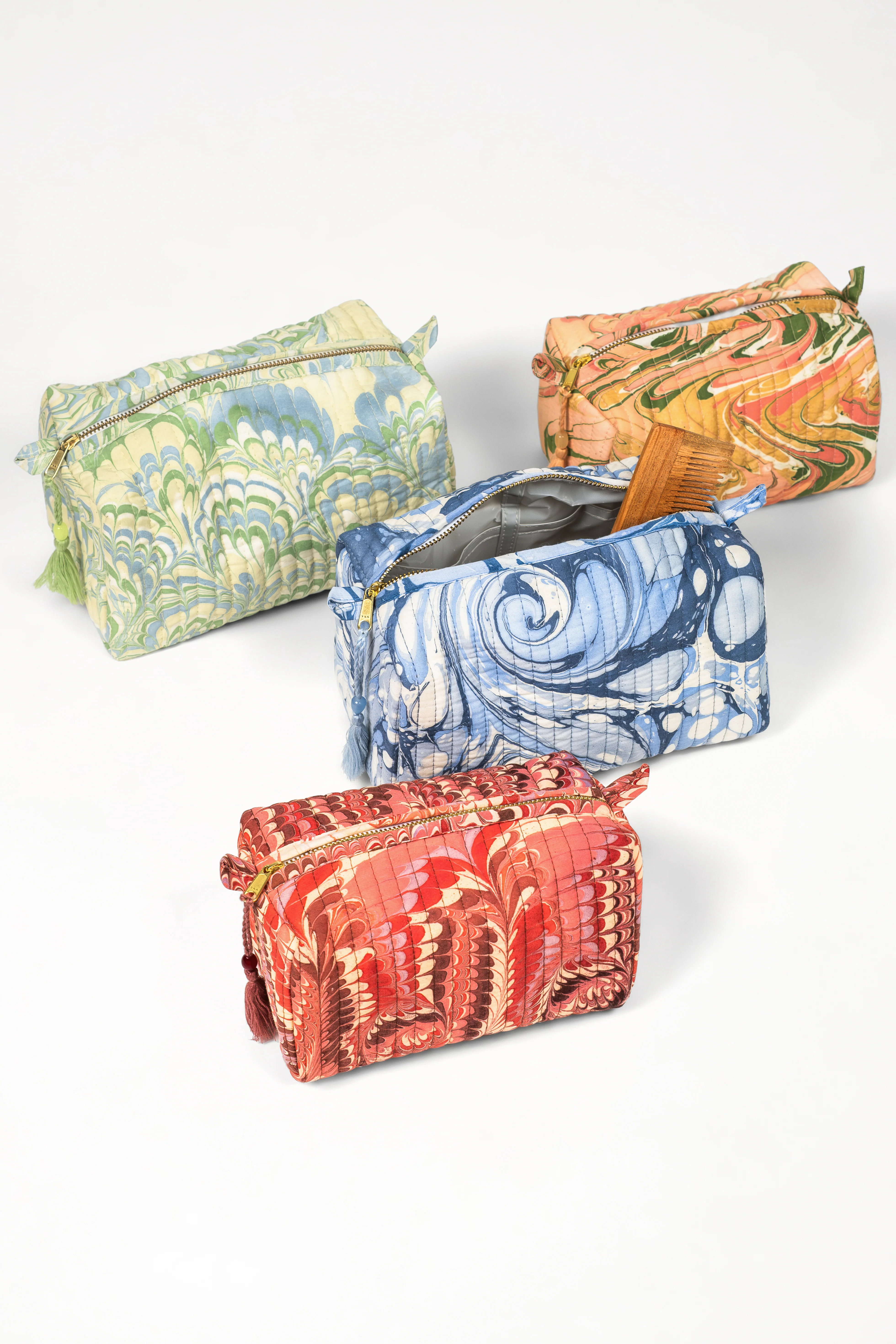 Ocean Wave Hand-Marbled Cosmetic Bag - Image 4