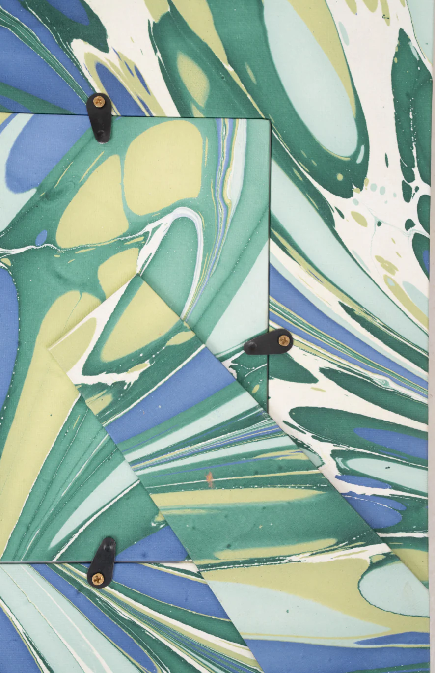 Hand-Marbled Large Wall Picture Frame in Green & Blue, 5x7 - Image 4