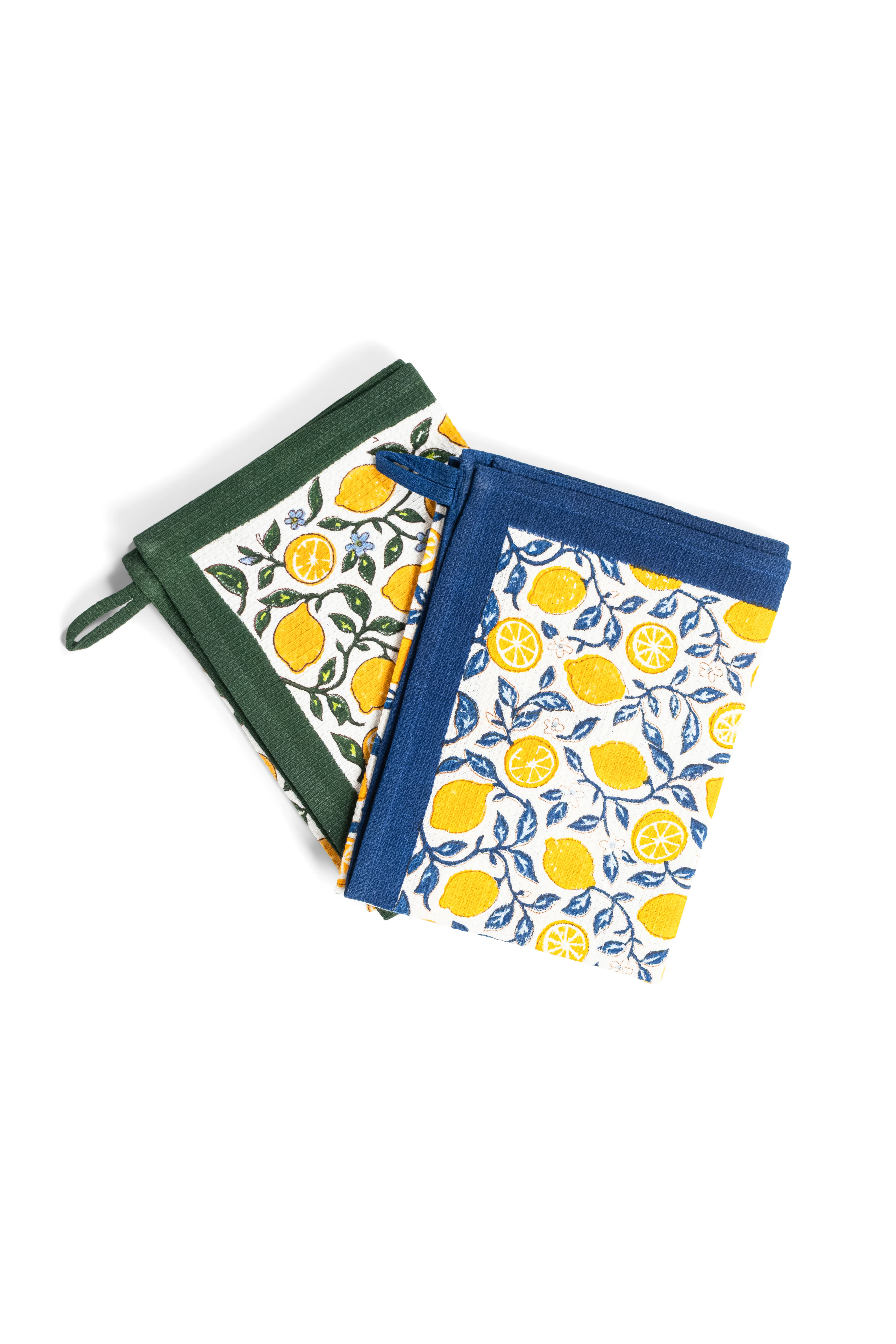 Capri Lemons Blockprint Kitchen Towel - Image 3