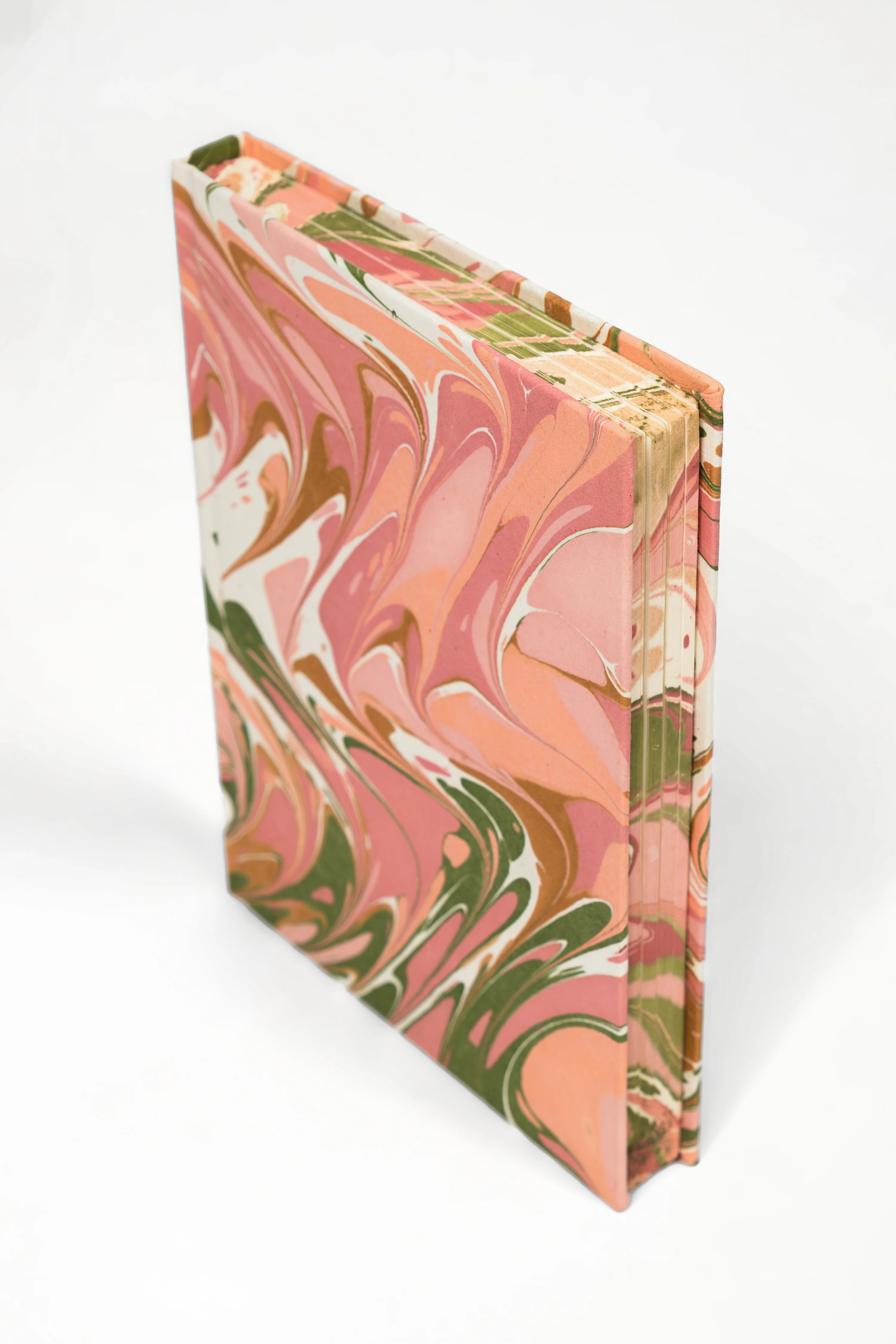 Hand-Marbled Hardcover Notebook in Peony Bloom - Image 3