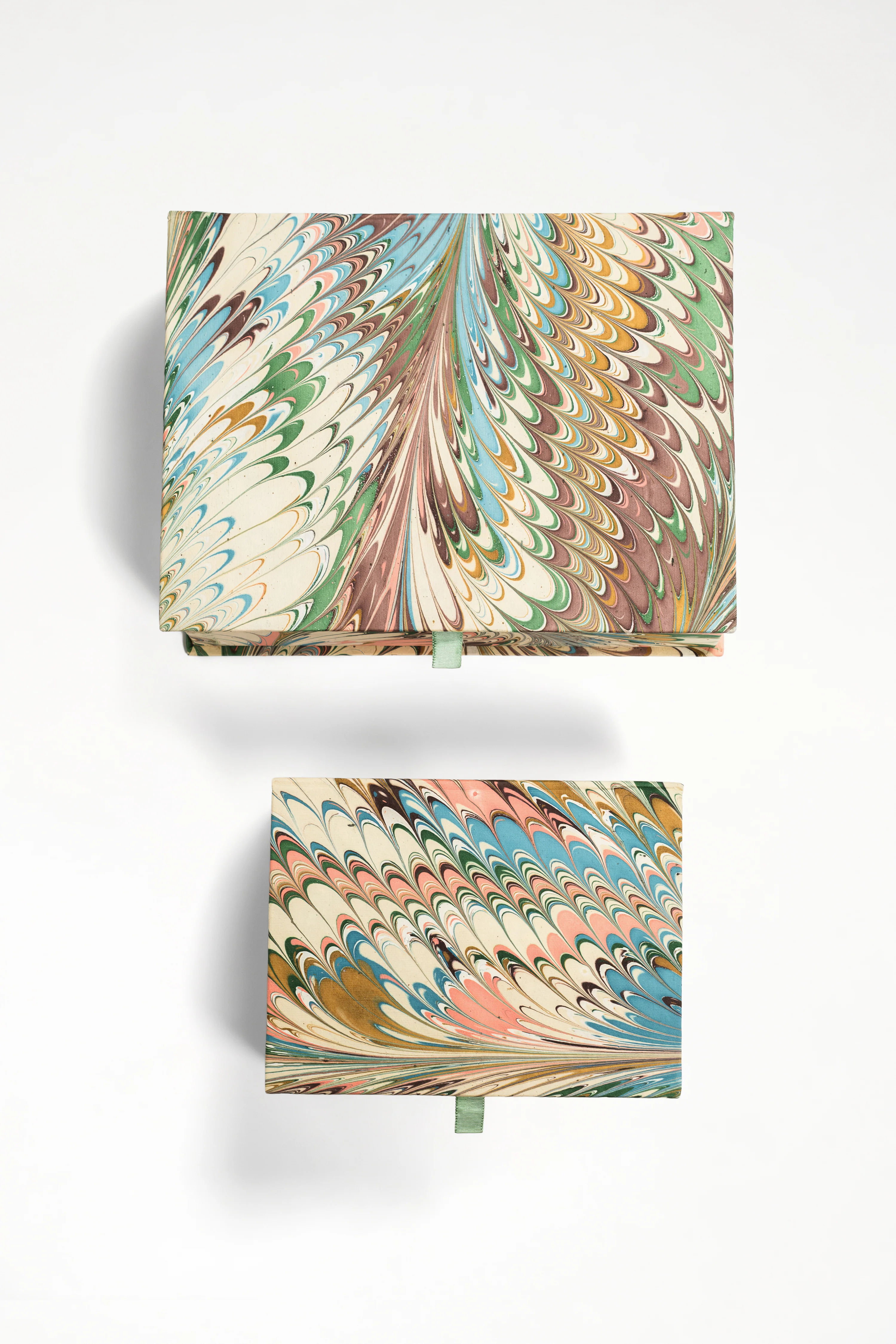 Hand-Marbled Keepsake Box Set in Flatiron Feathers - Image 3