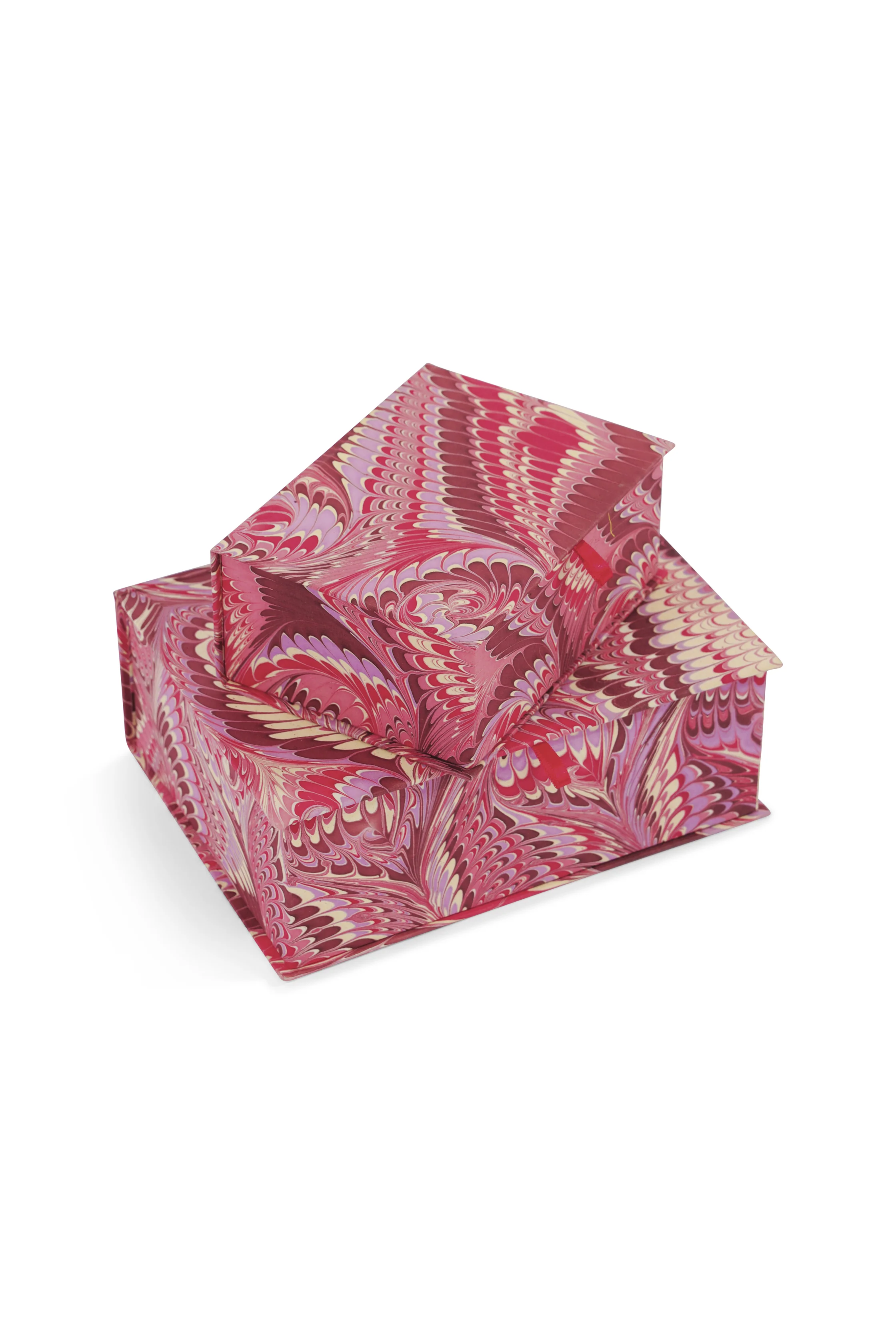 Hand-Marbled Keepsake Box Set in Florentine Pink - Image 4