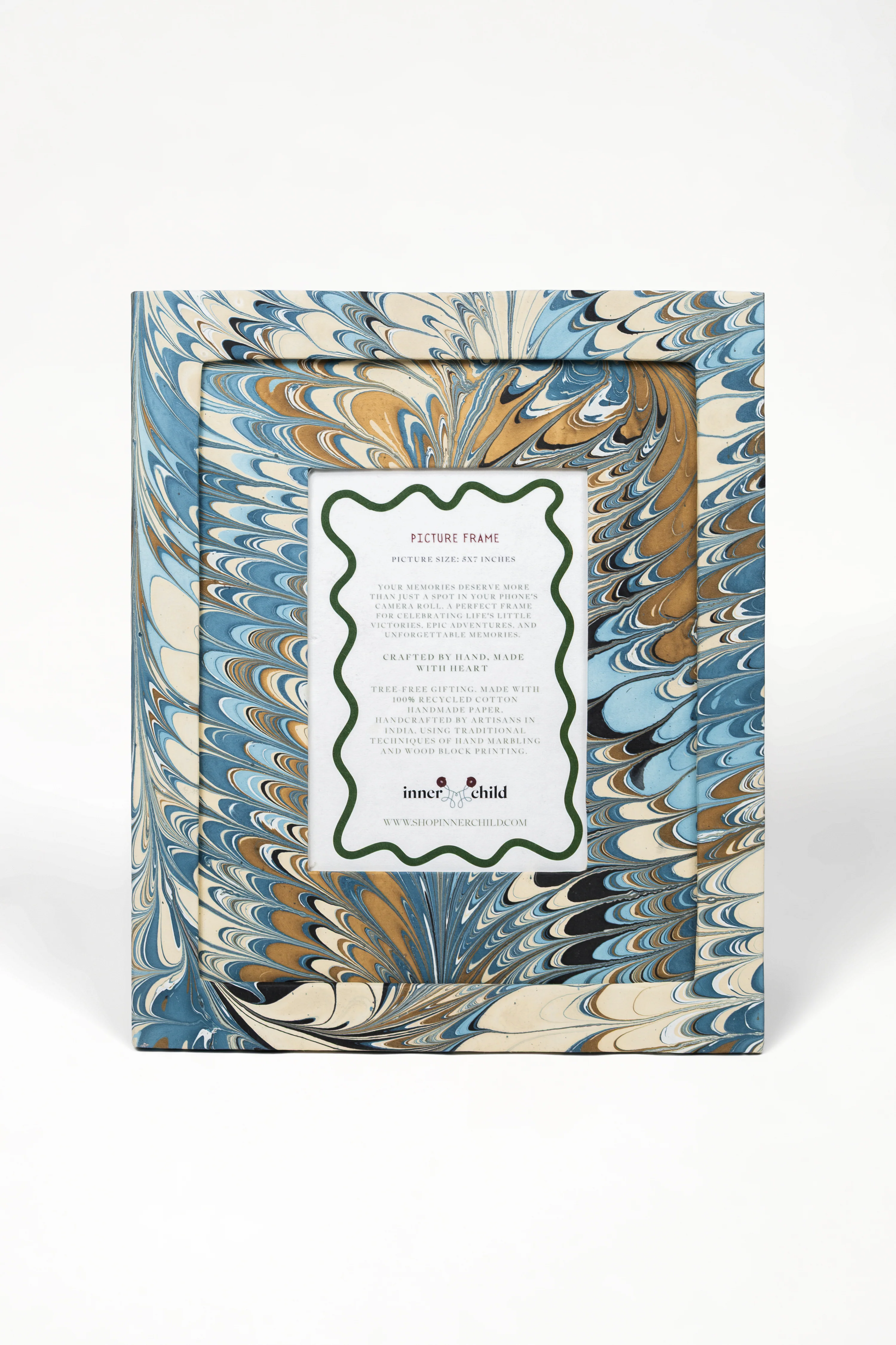 Hand-Marbled Large Wall Picture Frame in Nila Feathers, 5x7 - Image 2
