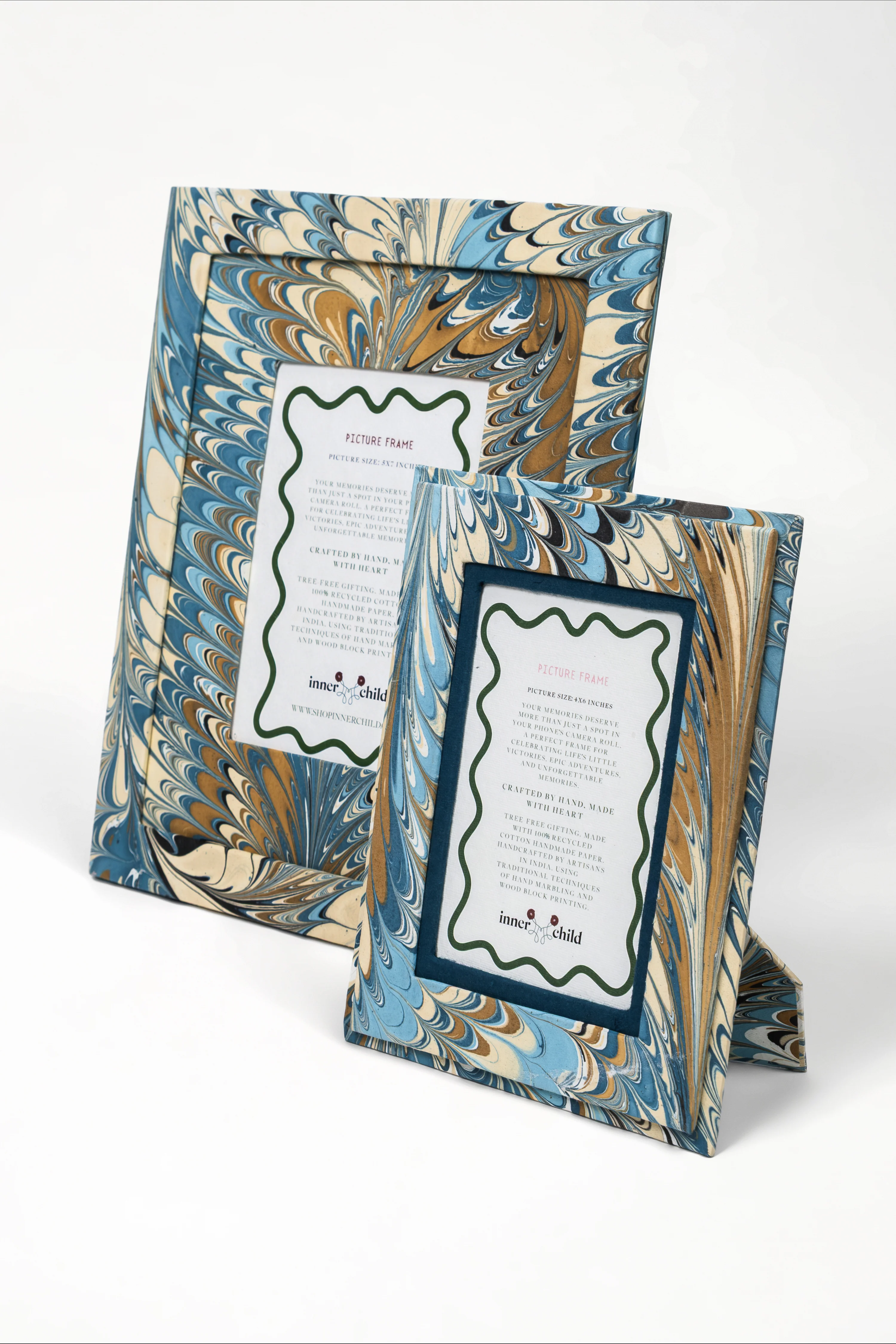 Hand-Marbled Large Wall Picture Frame in Nila Feathers, 5x7 - Image 4