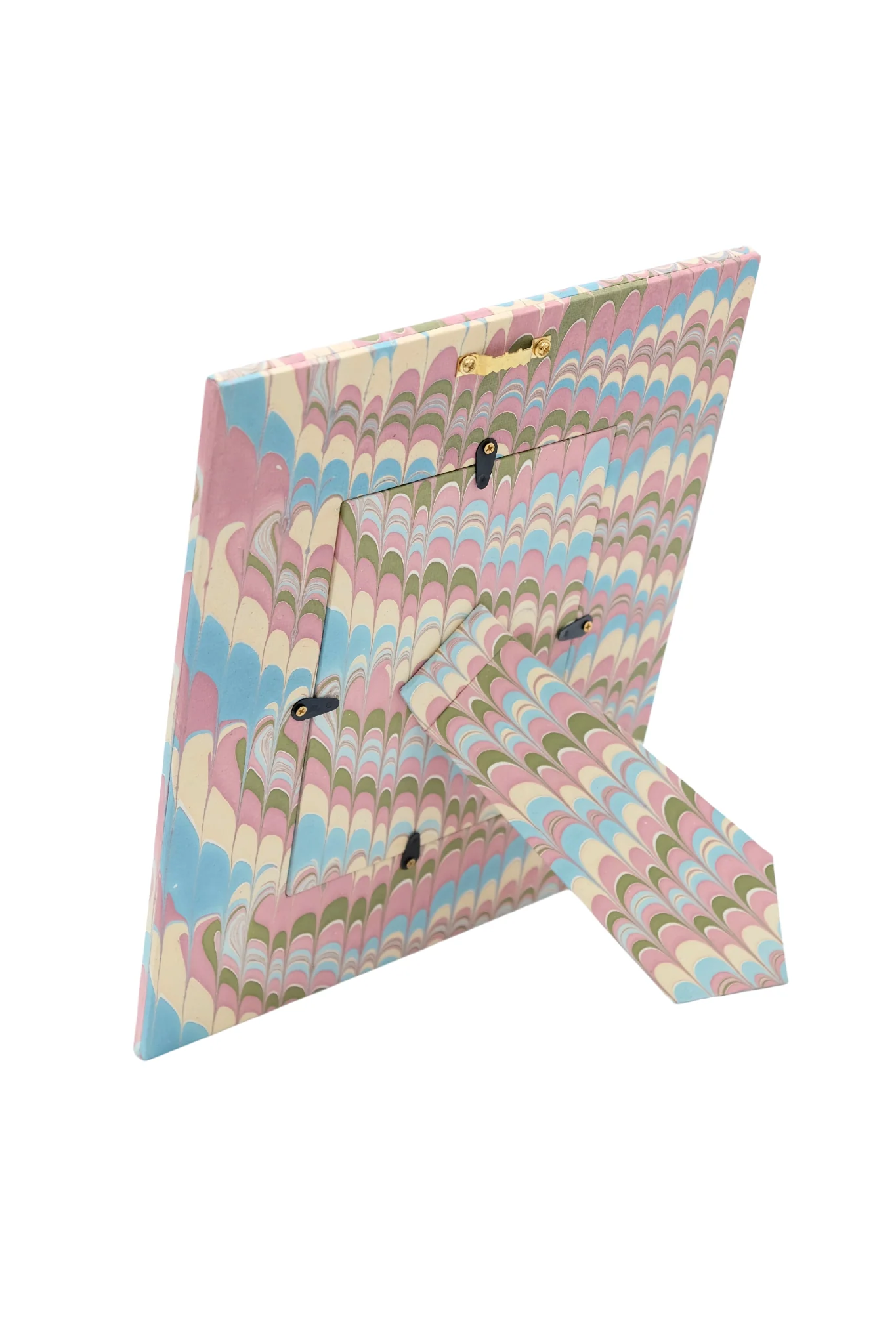 Hand-Marbled Large Wall Picture Frame in Lilac Blue, 5x7 - Image 3
