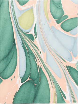 Hand Marbled Picture Frame Folding Book, 4x6 in Green and Pink - Image 4