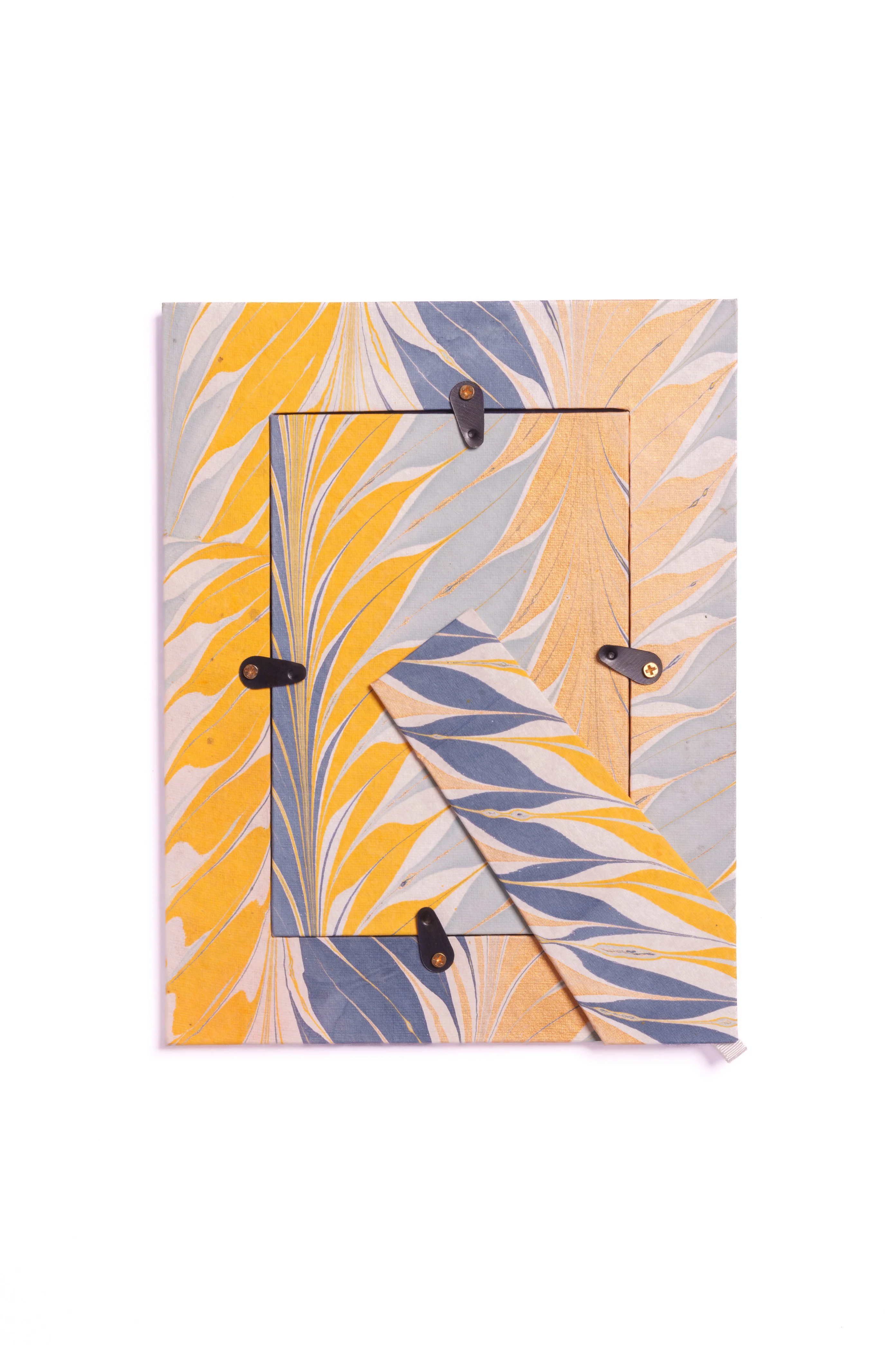 Hand-Marbled Picture Frame in Blue & Gold, 4x6 - Image 3