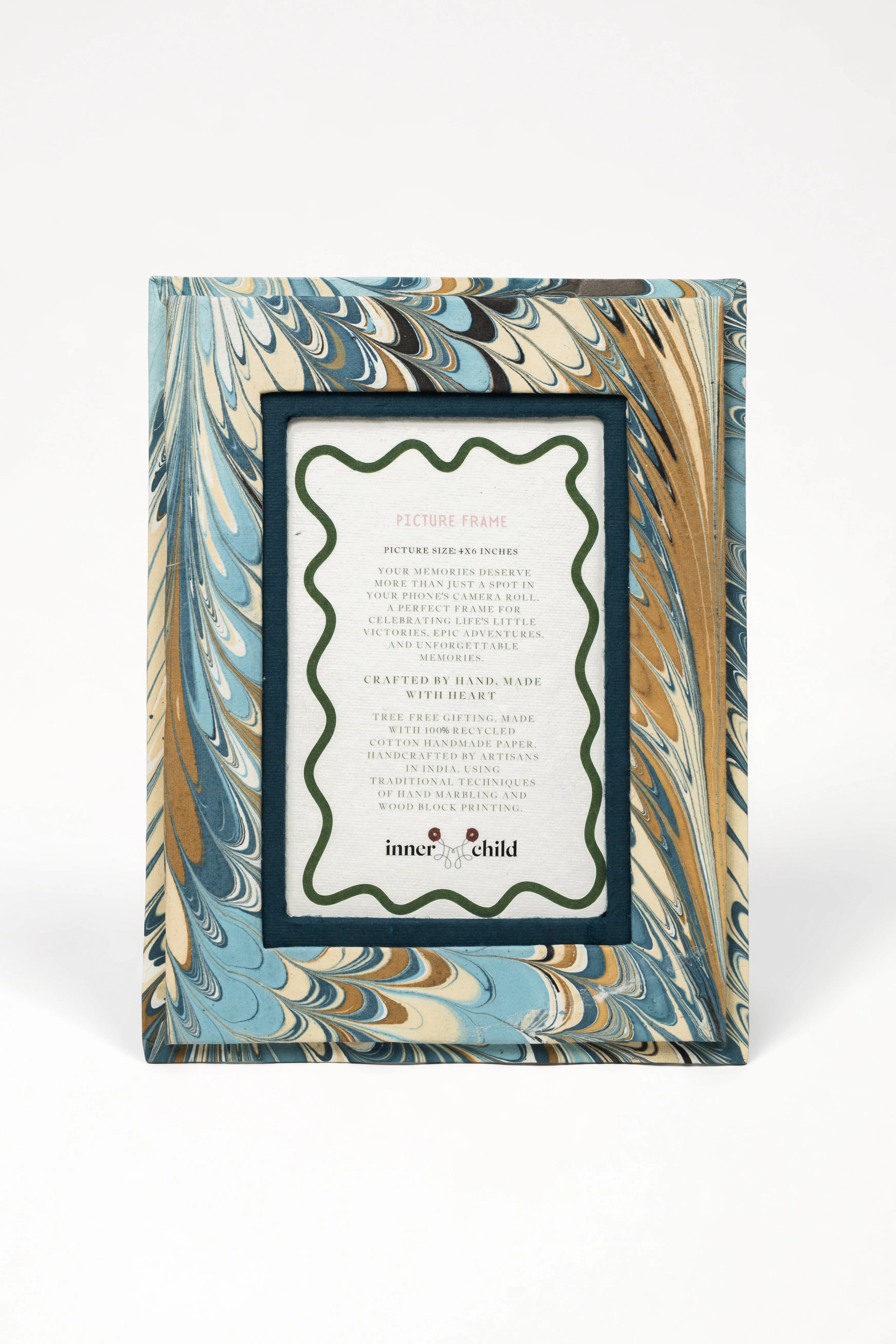 Hand-Marbled Picture Frame in Nila Feathers, 4x6 - Image 2