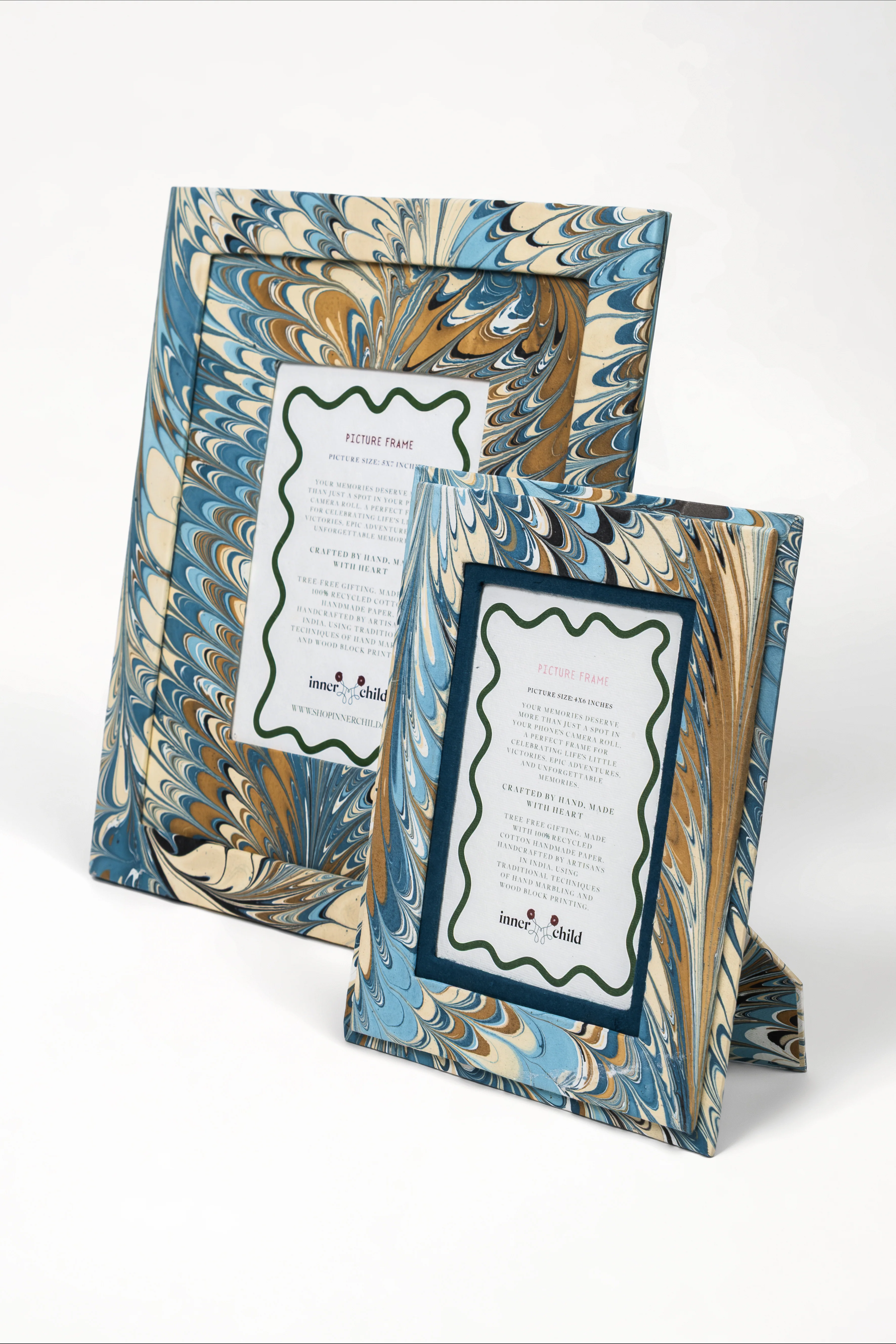 Hand-Marbled Picture Frame in Nila Feathers, 4x6 - Image 4