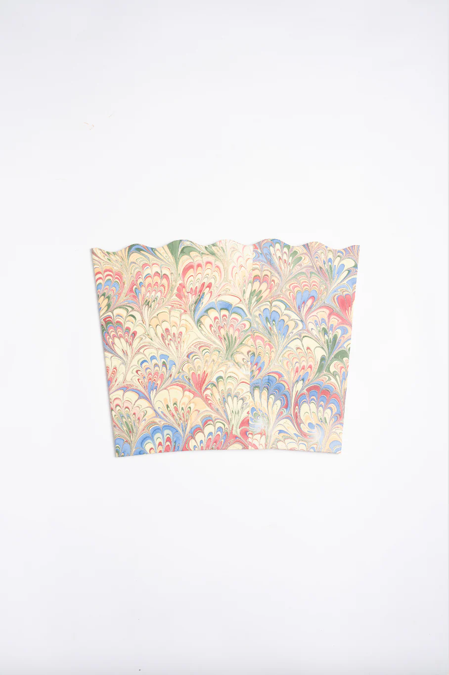 Hand-Marbled Scallop Waste Bin / Storage Bin in Multicolor - Image 3