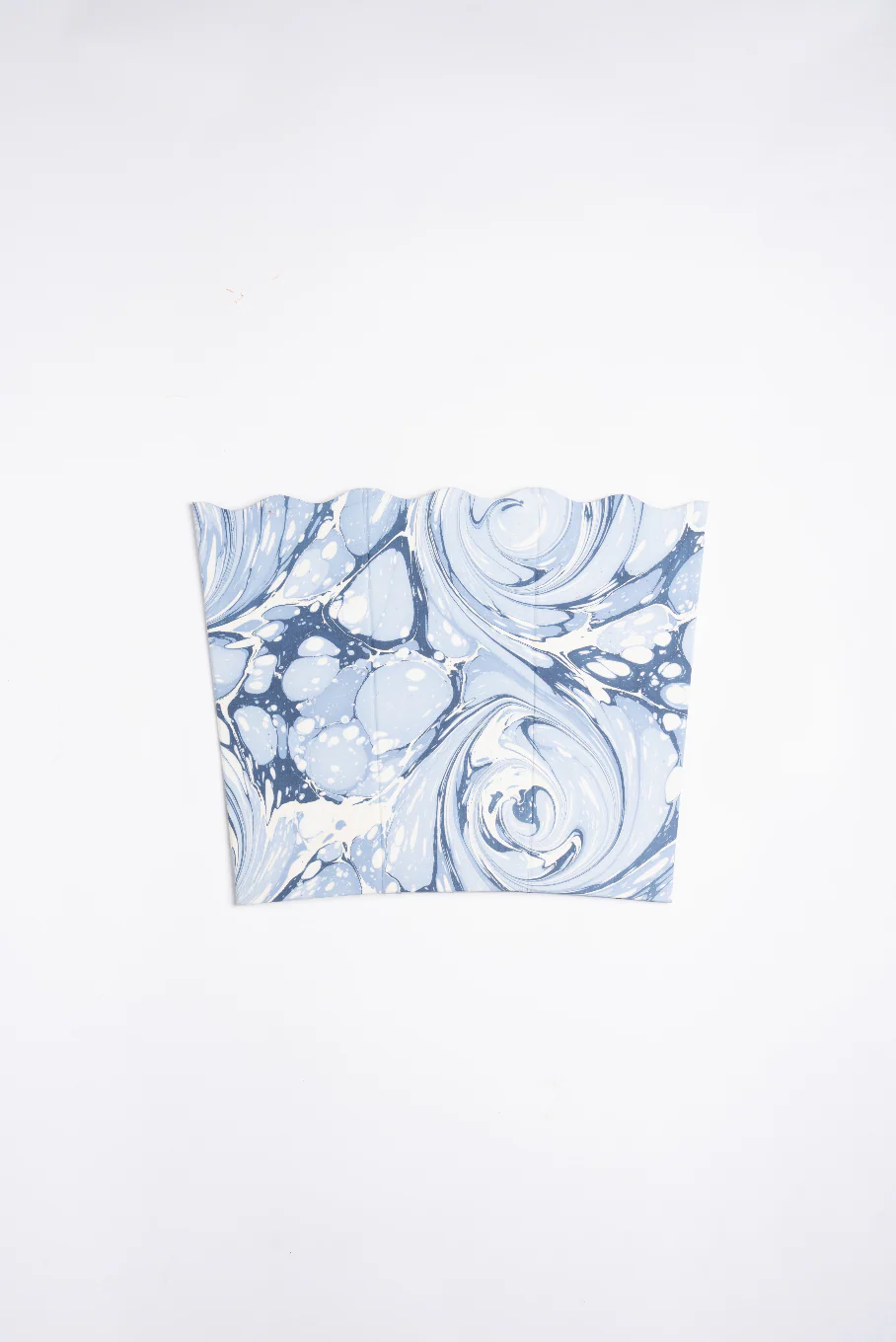 Hand-Marbled Scallop Waste Bin / Storage Bin in Ocean Wave - Image 2