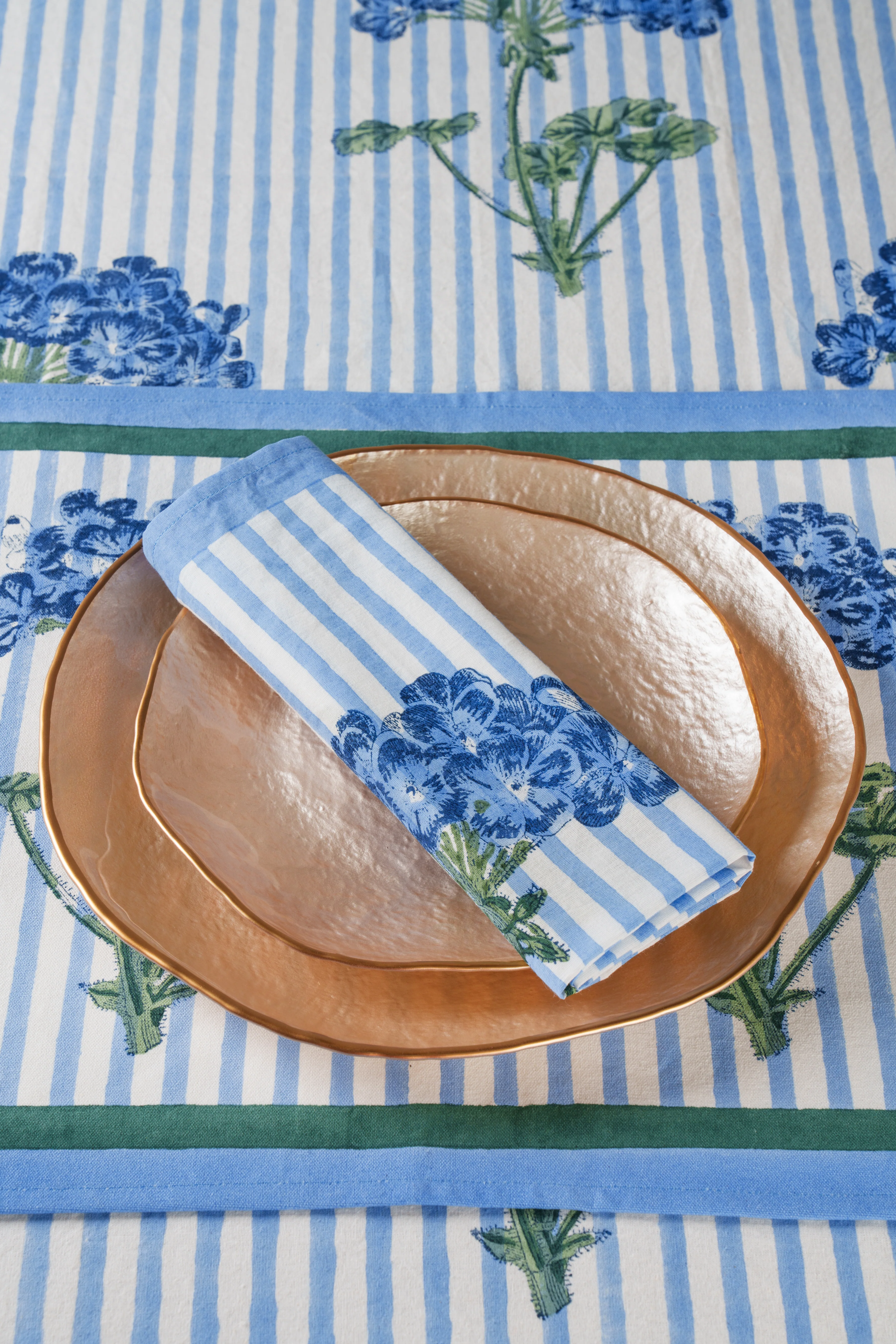 Blue Hydrangea Blockprint Napkins, Set of 4 - Image 4