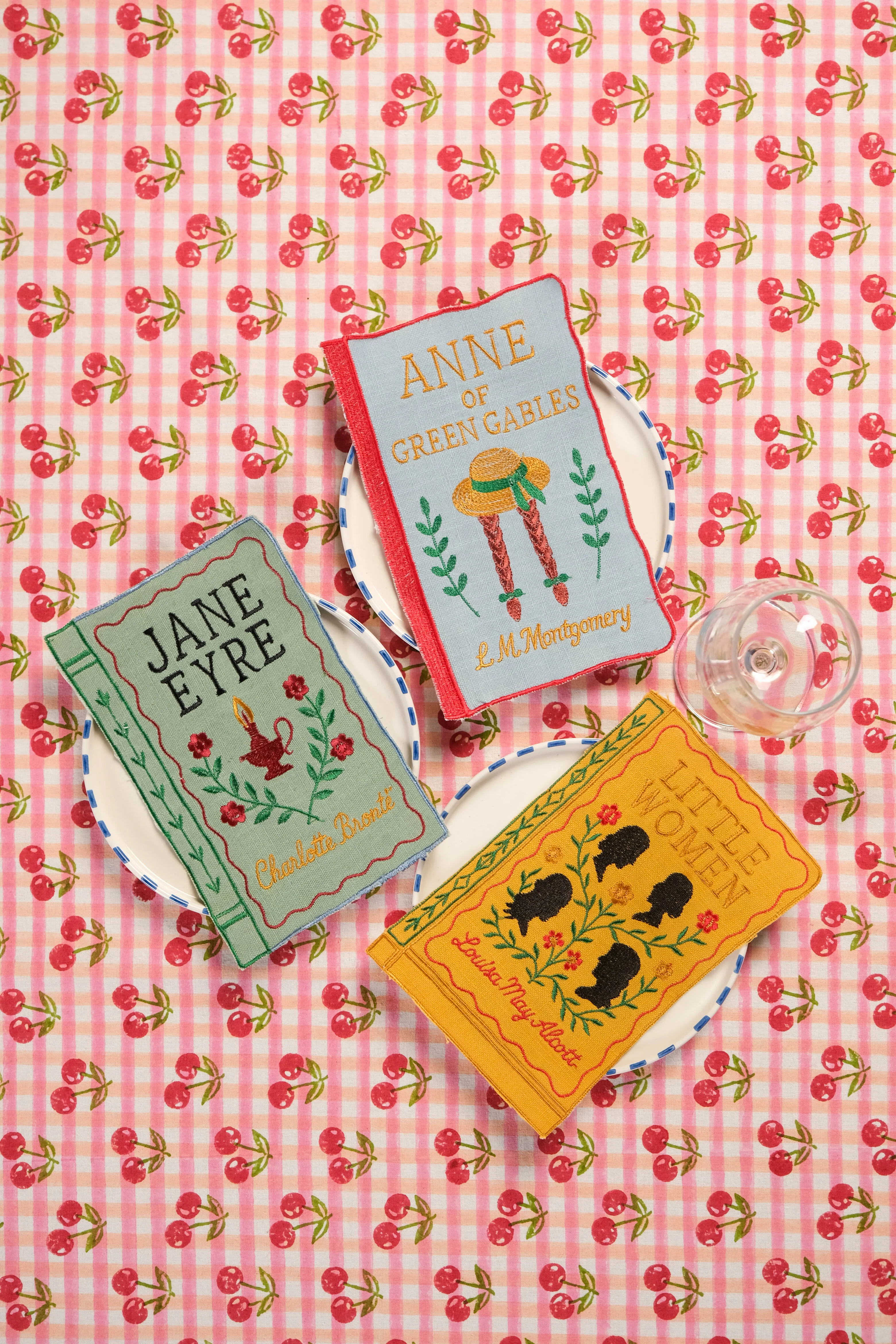 Literary Heroines Books Embroidered Cocktail Napkins, Set of 4 - Image 2