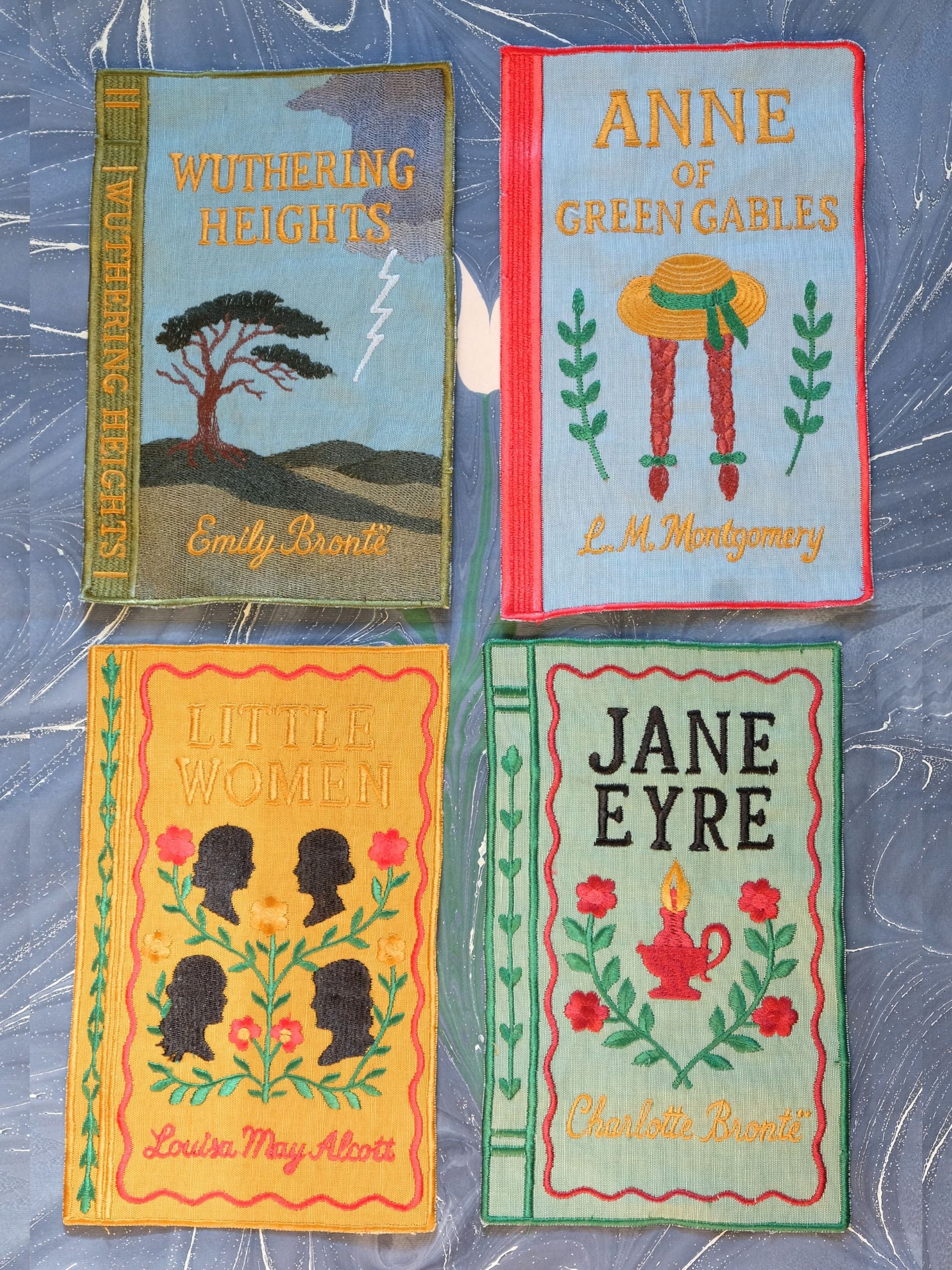 Literary Heroines Books Embroidered Cocktail Napkins, Set of 4 - Image 4