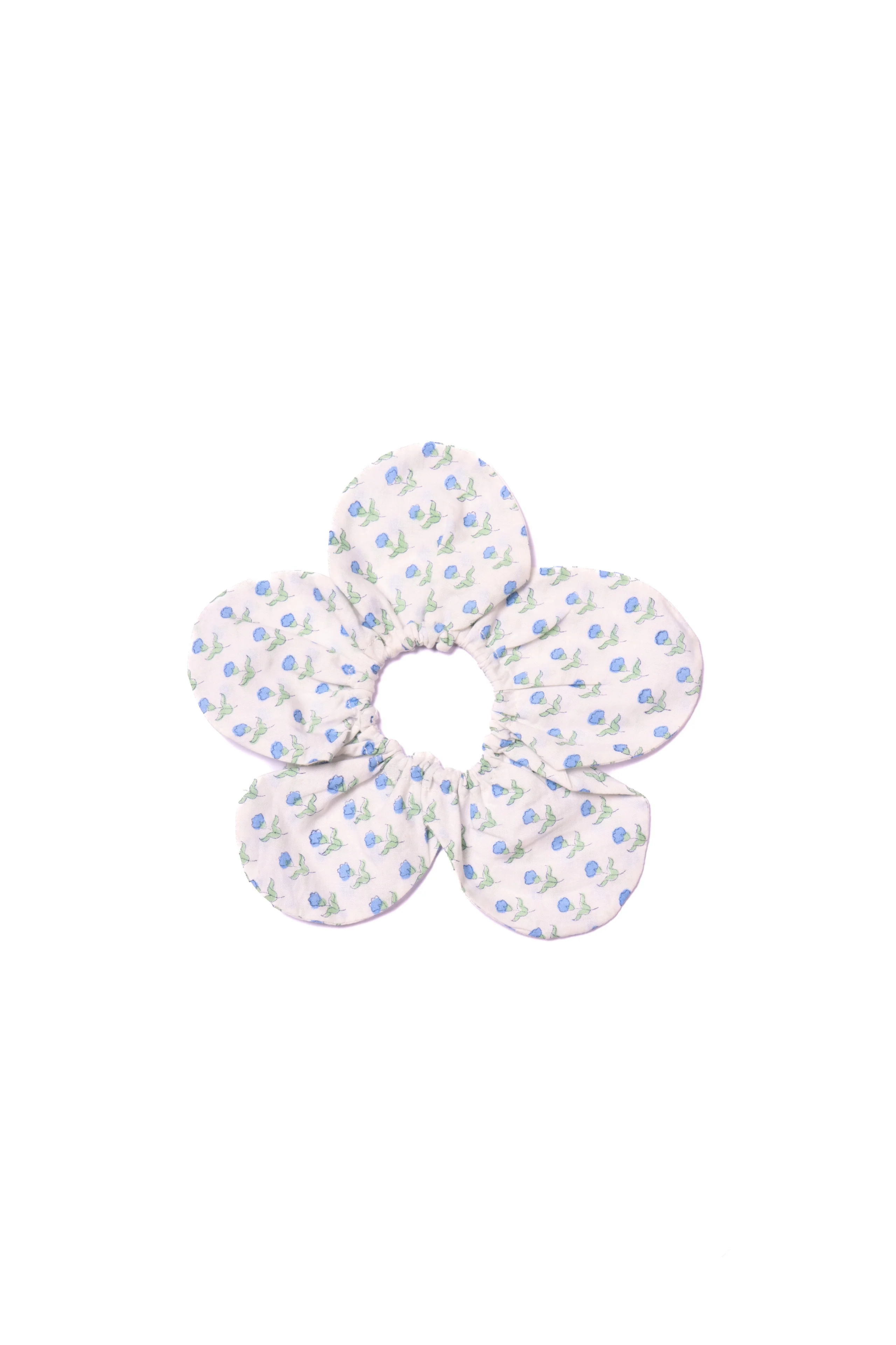 Marais Block Print Flower Scrunchie Set in Blue - Image 3