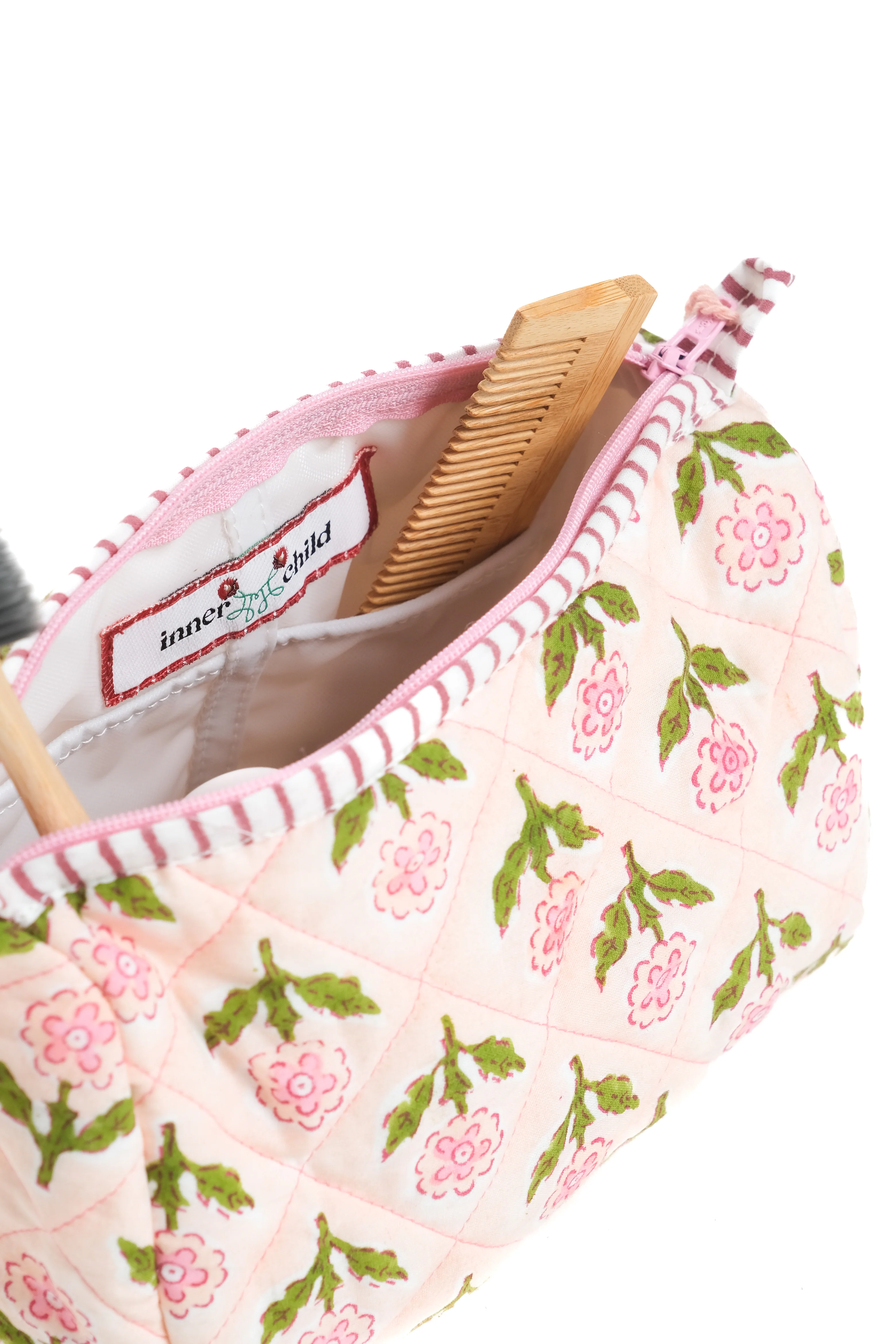Mona Blockprint Makeup Bag in Pink - Image 3