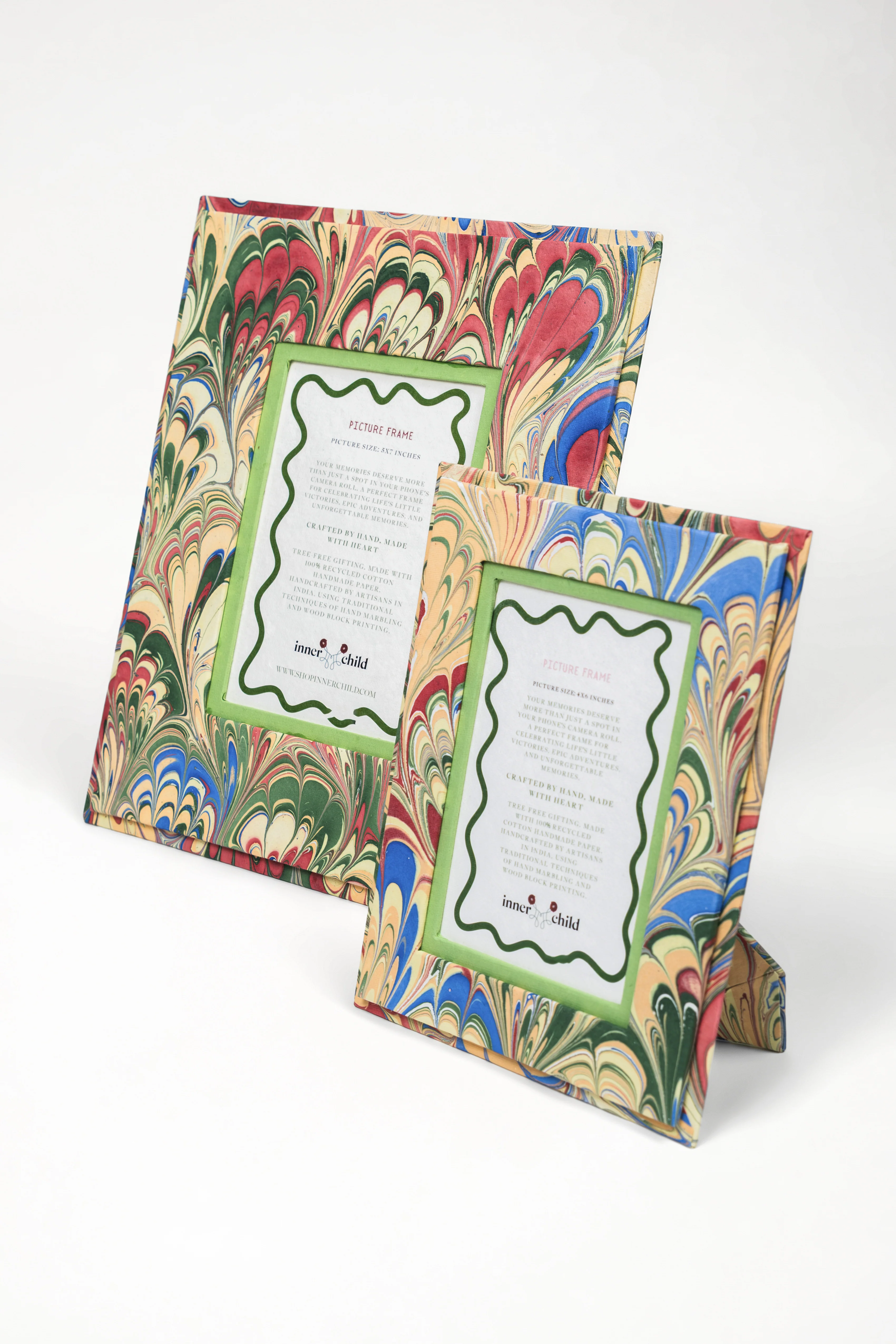 Hand-Marbled Large Wall Picture Frame in Multicolor, 5x7 - Image 3