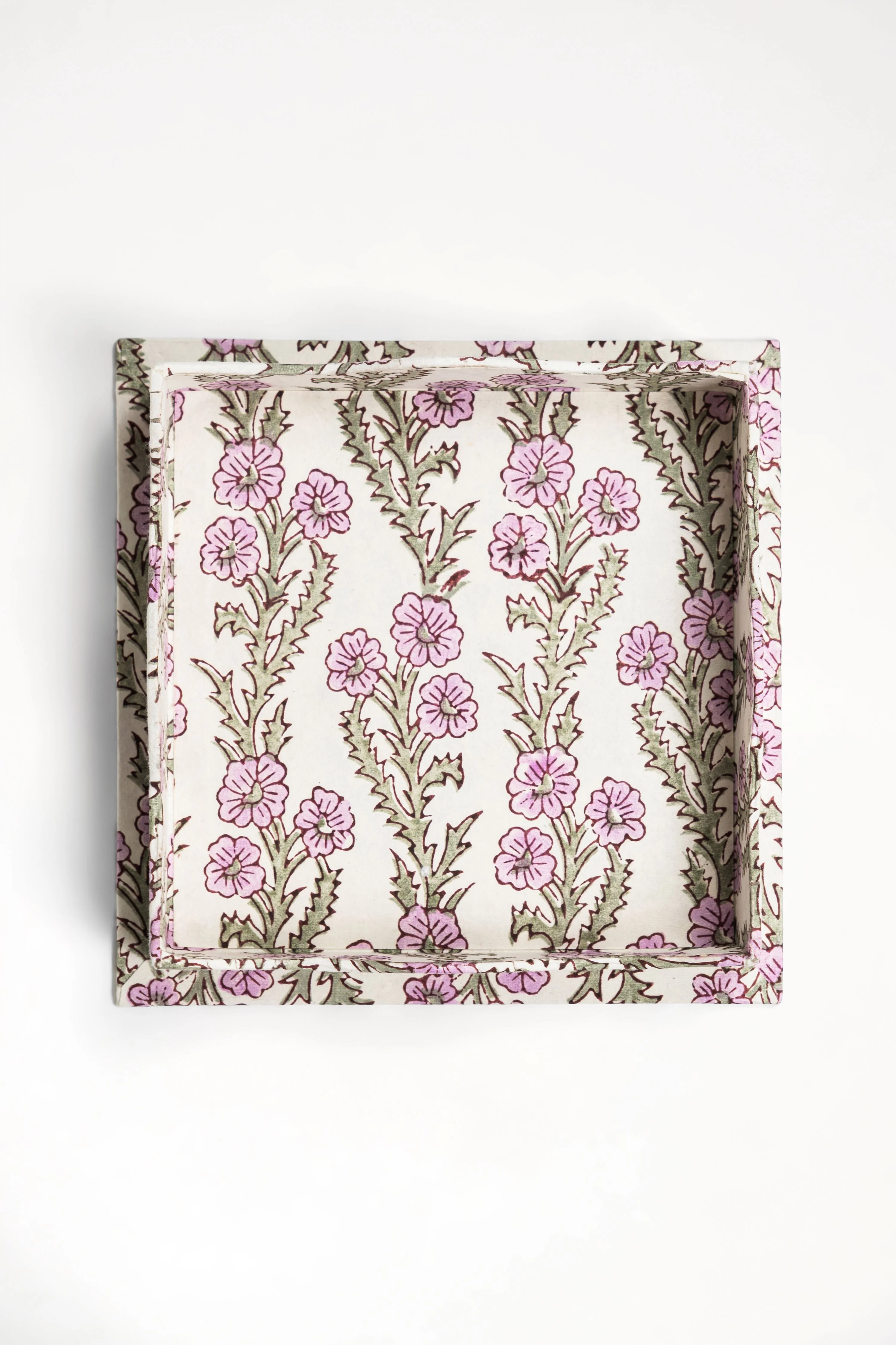 Nesting Scalloped Blockprint Trays in Purple Forget-Me-Not - Image 4