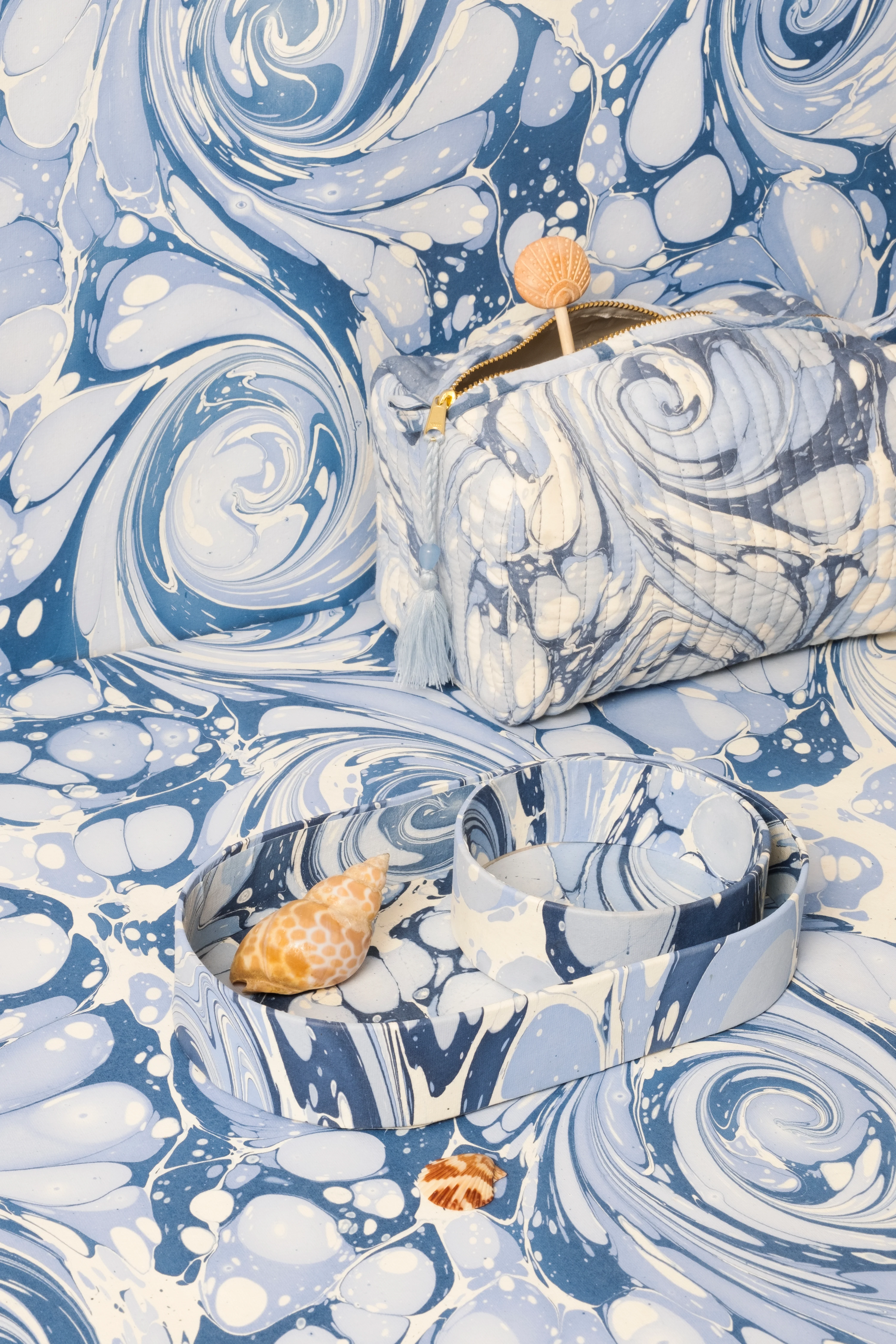 Ocean Wave Hand-Marbled Cosmetic Bag - Image 6