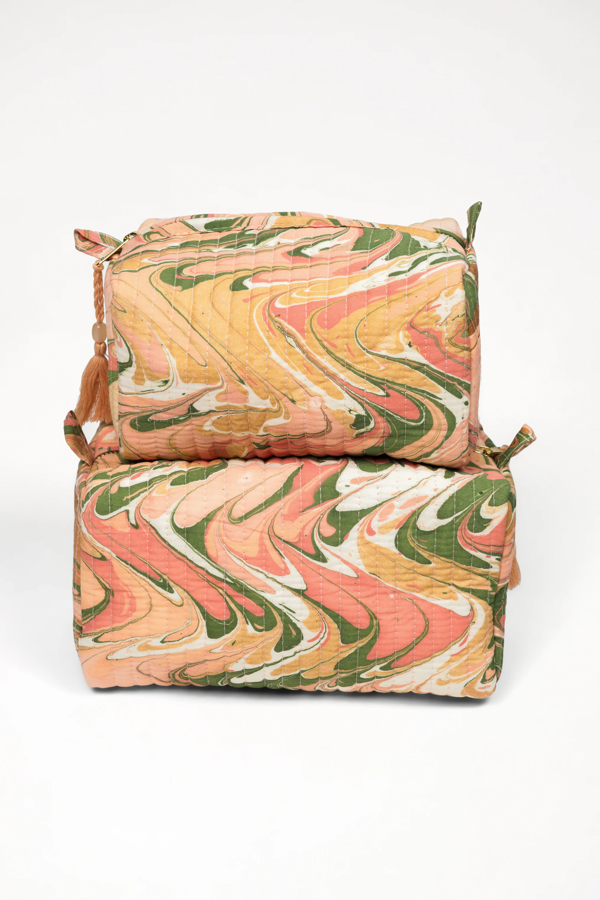 Peony Bloom Hand-Marbled Cosmetic Bag