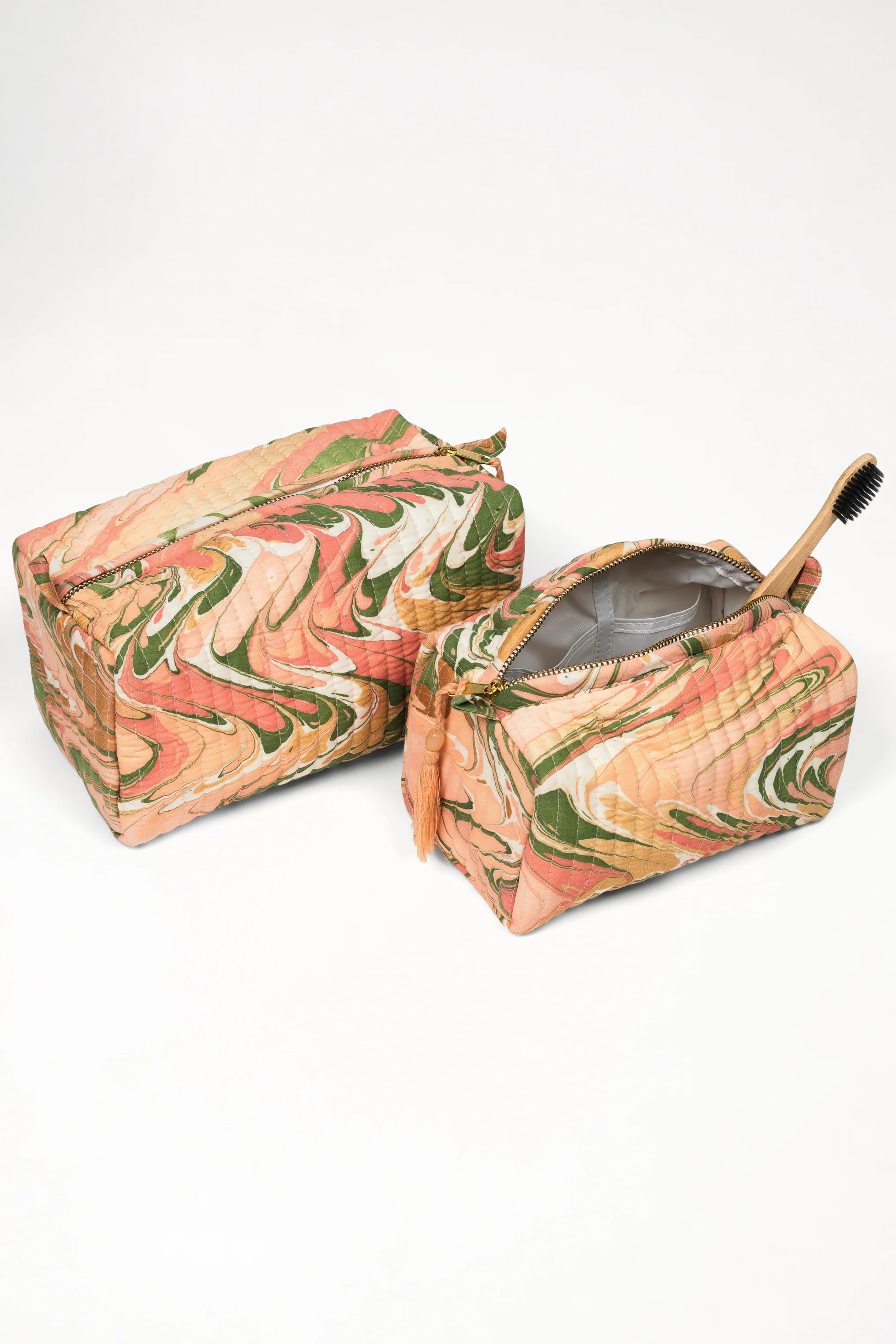 Peony Bloom Hand-Marbled Cosmetic Bag - Image 2