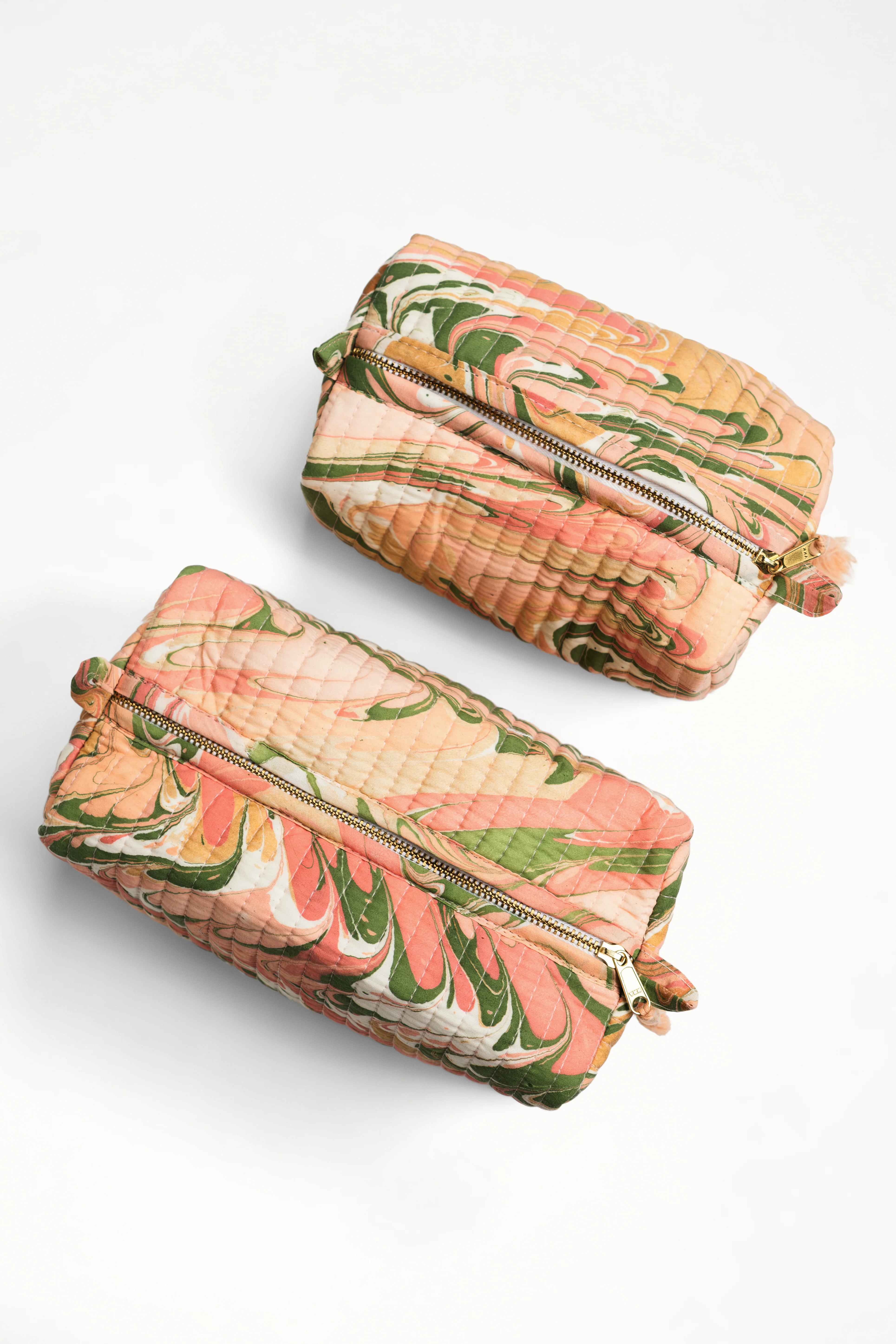Peony Bloom Hand-Marbled Cosmetic Bag - Image 3