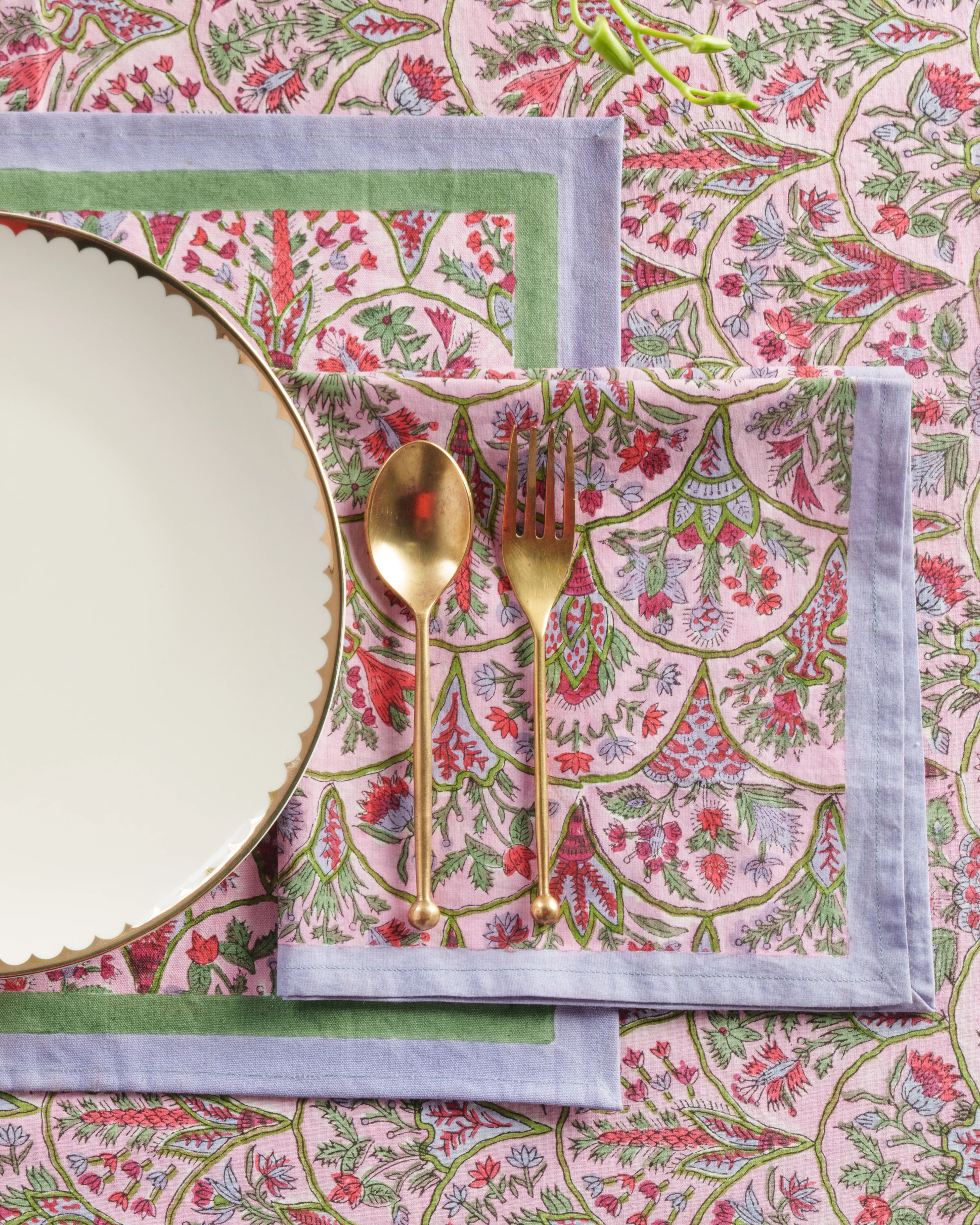 Pink Arch Blockprint Napkins, Set of 4 - Image 3