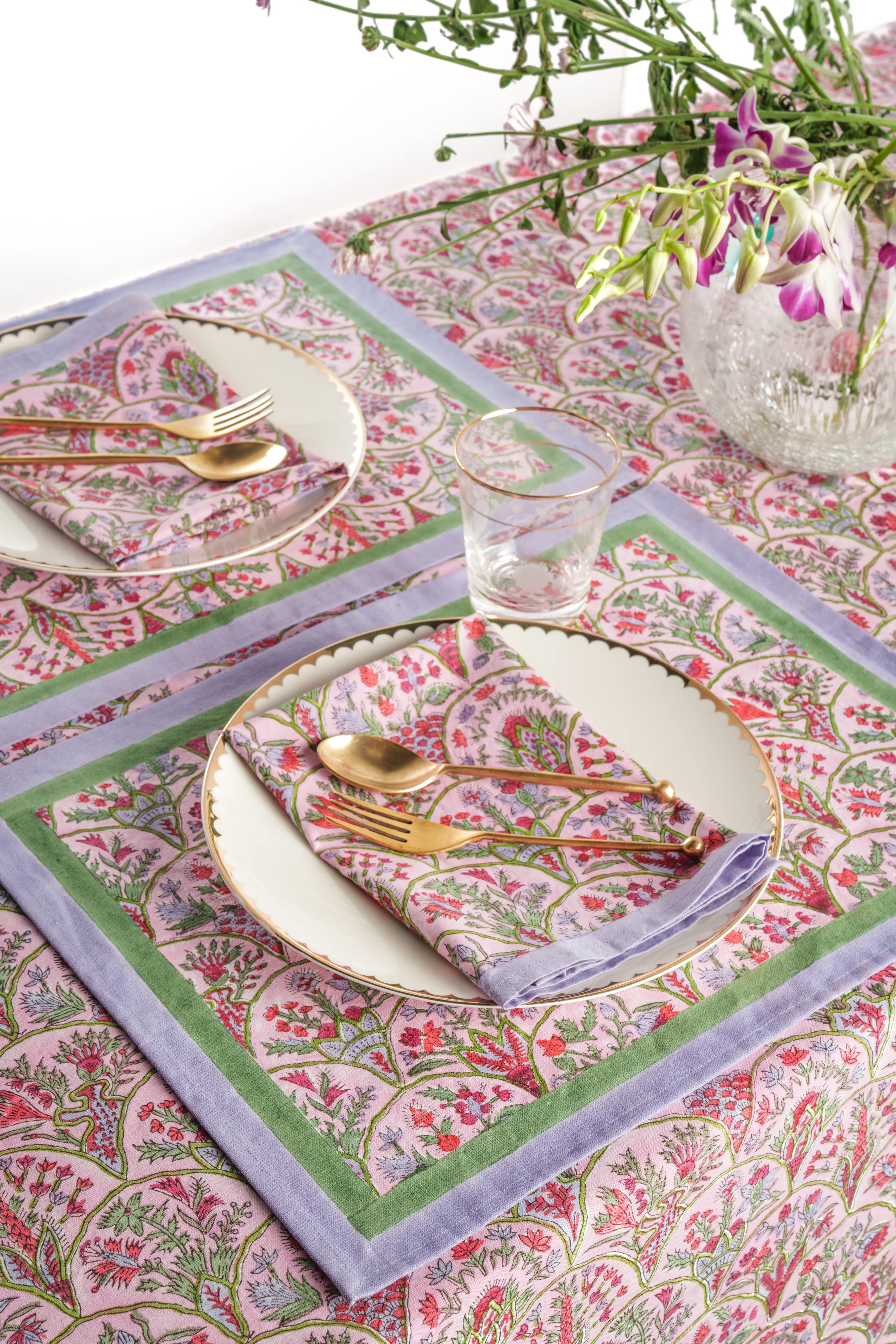Pink Arch Blockprint Napkins, Set of 4 - Image 4