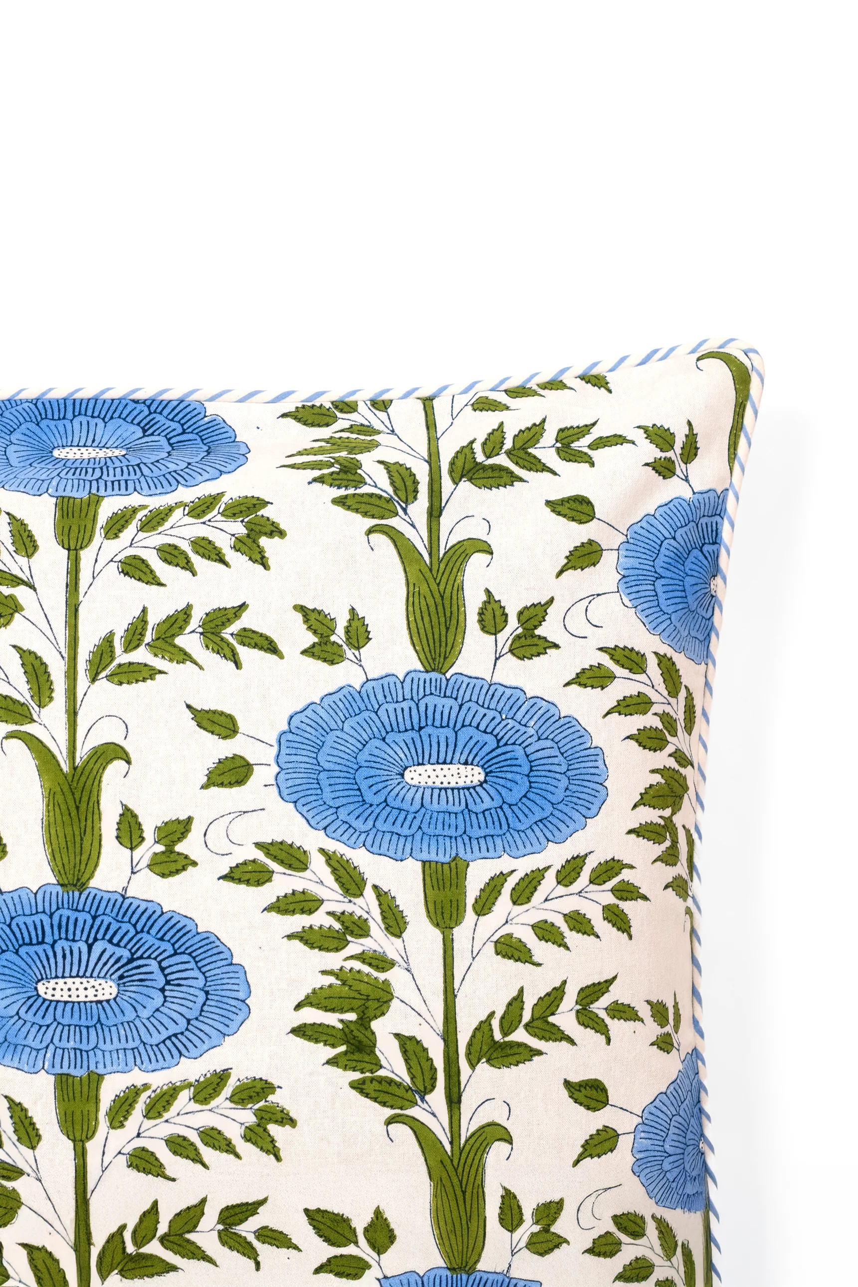 Araminta Blockprint Floral Pillow Cover - Image 2