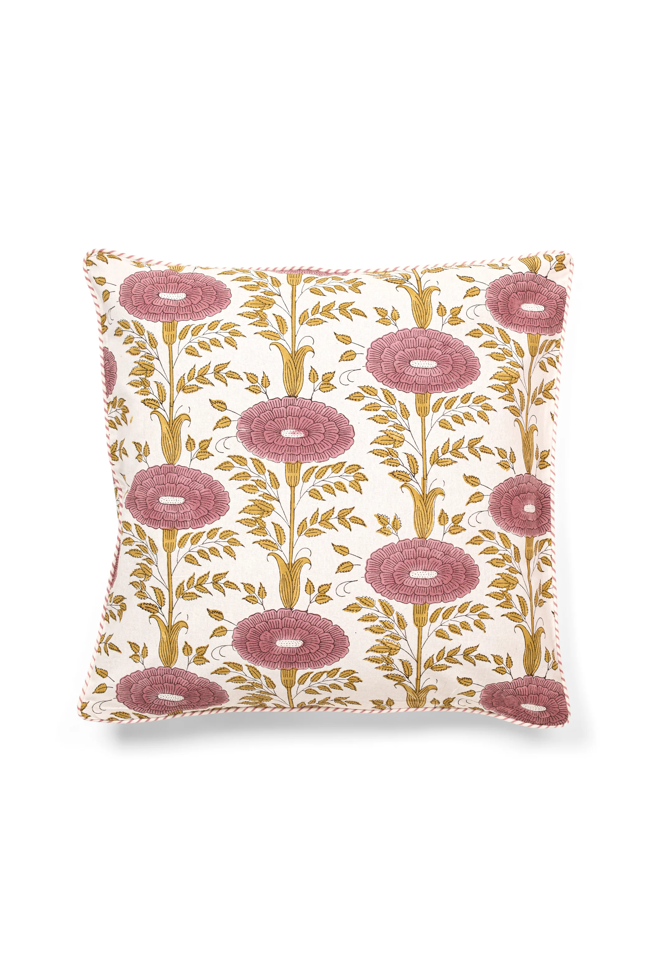 Araminta Blockprint Floral Pillow Cover - Image 3